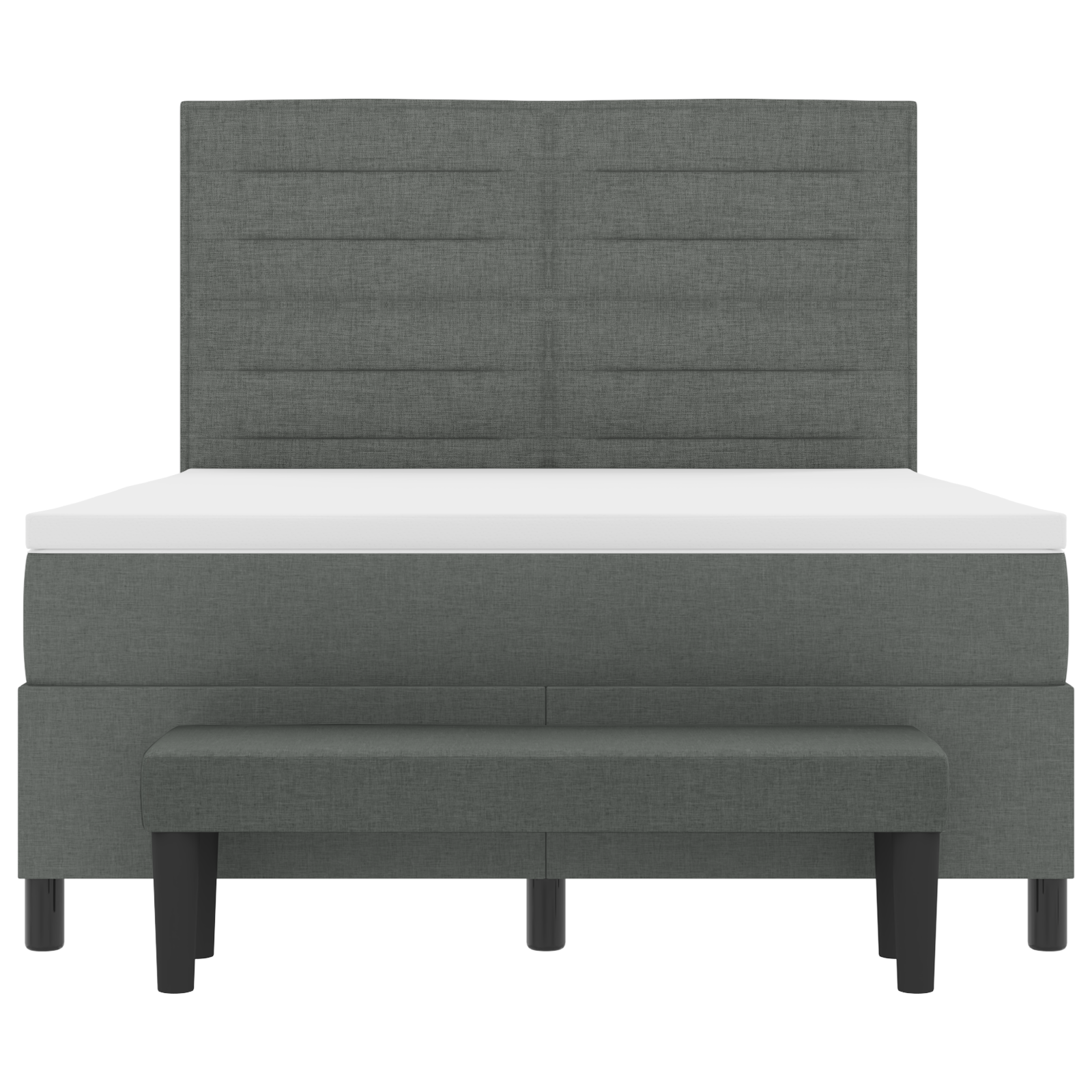 Bokso spyruoklinė lova su čiužiniu ir suolu tamsiai pilka 160x200 cm audinys - Image 9
