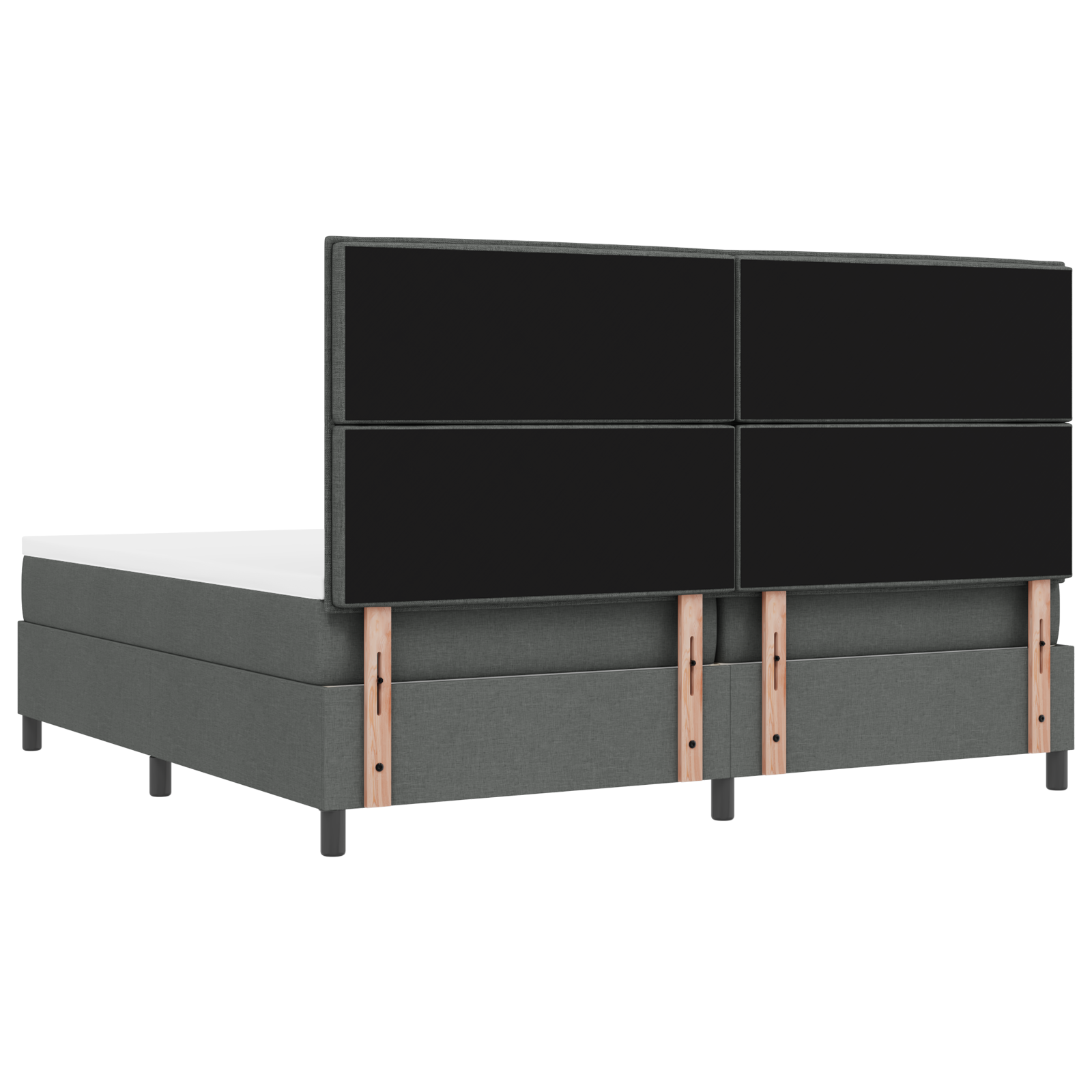 Dėžės pavasario lova su čiužiniu ir suoliuku tamsiai pilka 200x200 cm audinys - Image 11