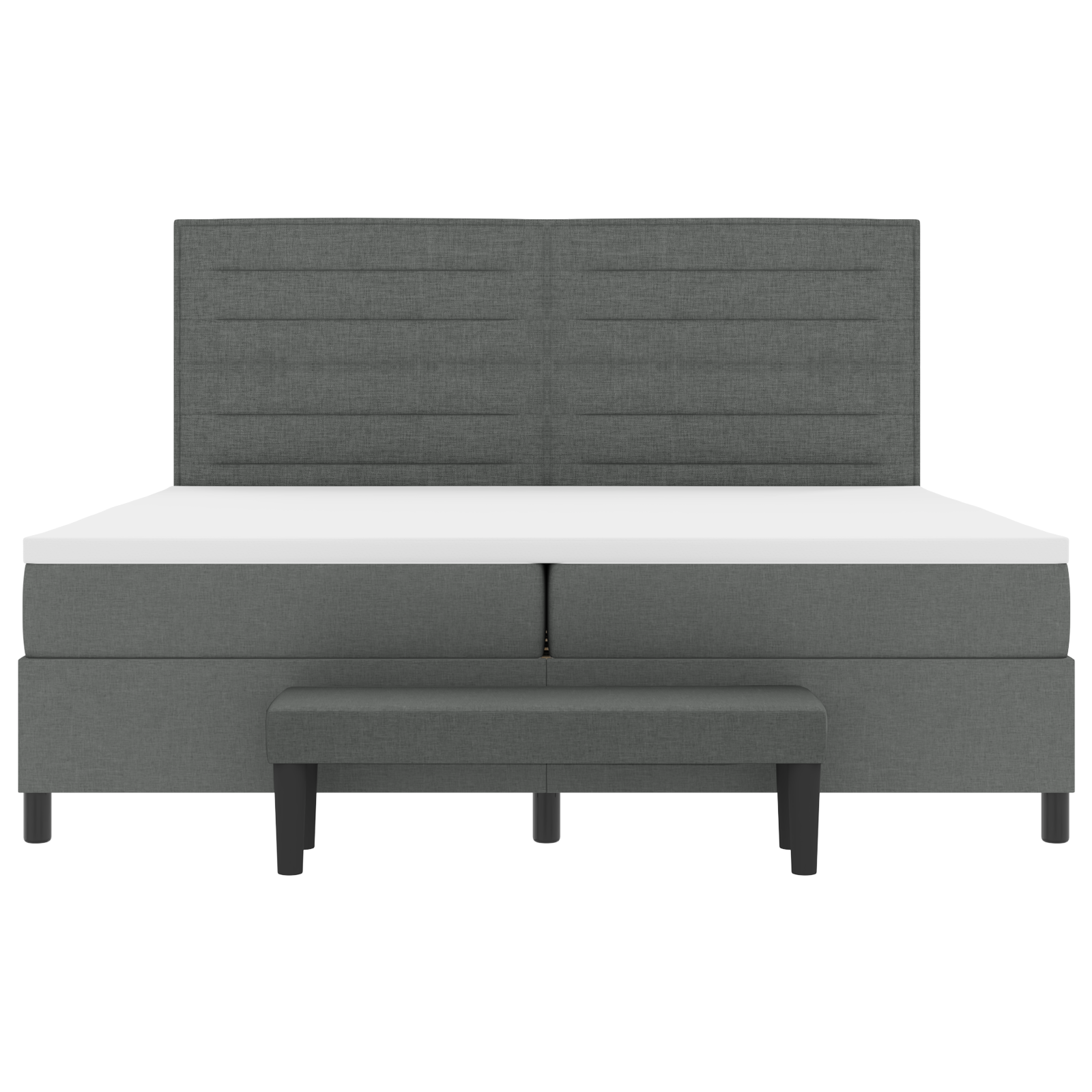 Dėžės pavasario lova su čiužiniu ir suoliuku tamsiai pilka 200x200 cm audinys - Image 9