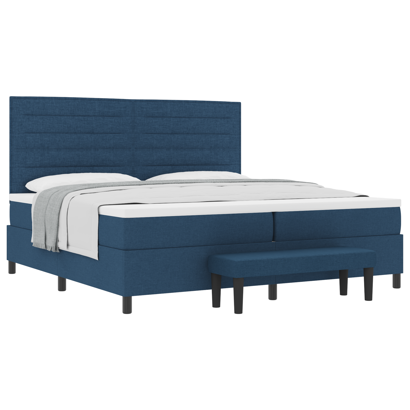 Thumbnail - vidaXL Boxspringbett mit Matratze & Bank Blau 200x200 cm Stoff