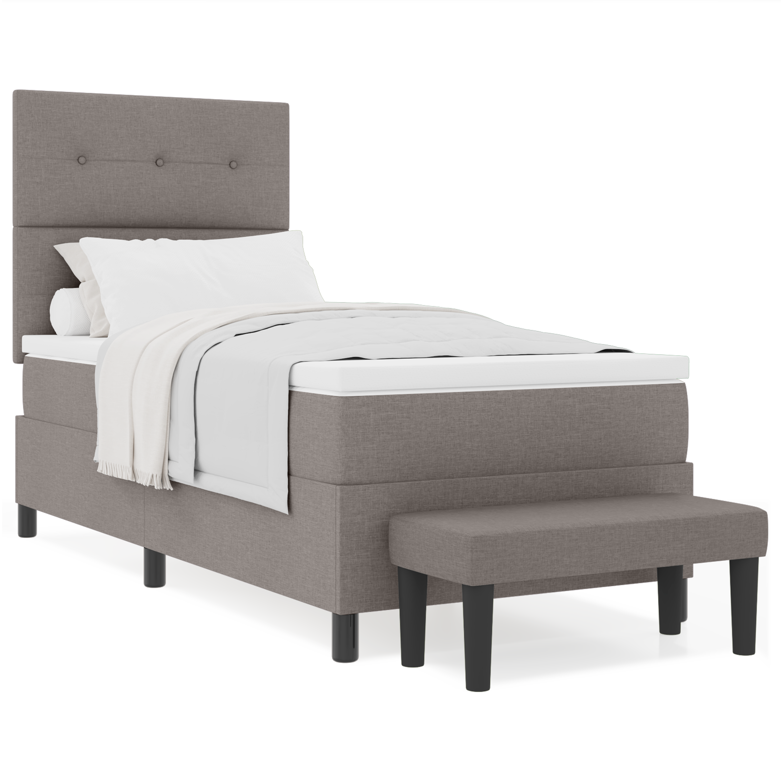 Dėžės pavasario lova su čiužiniu ir suolu taupe 100x200 cm audinys - Image 4