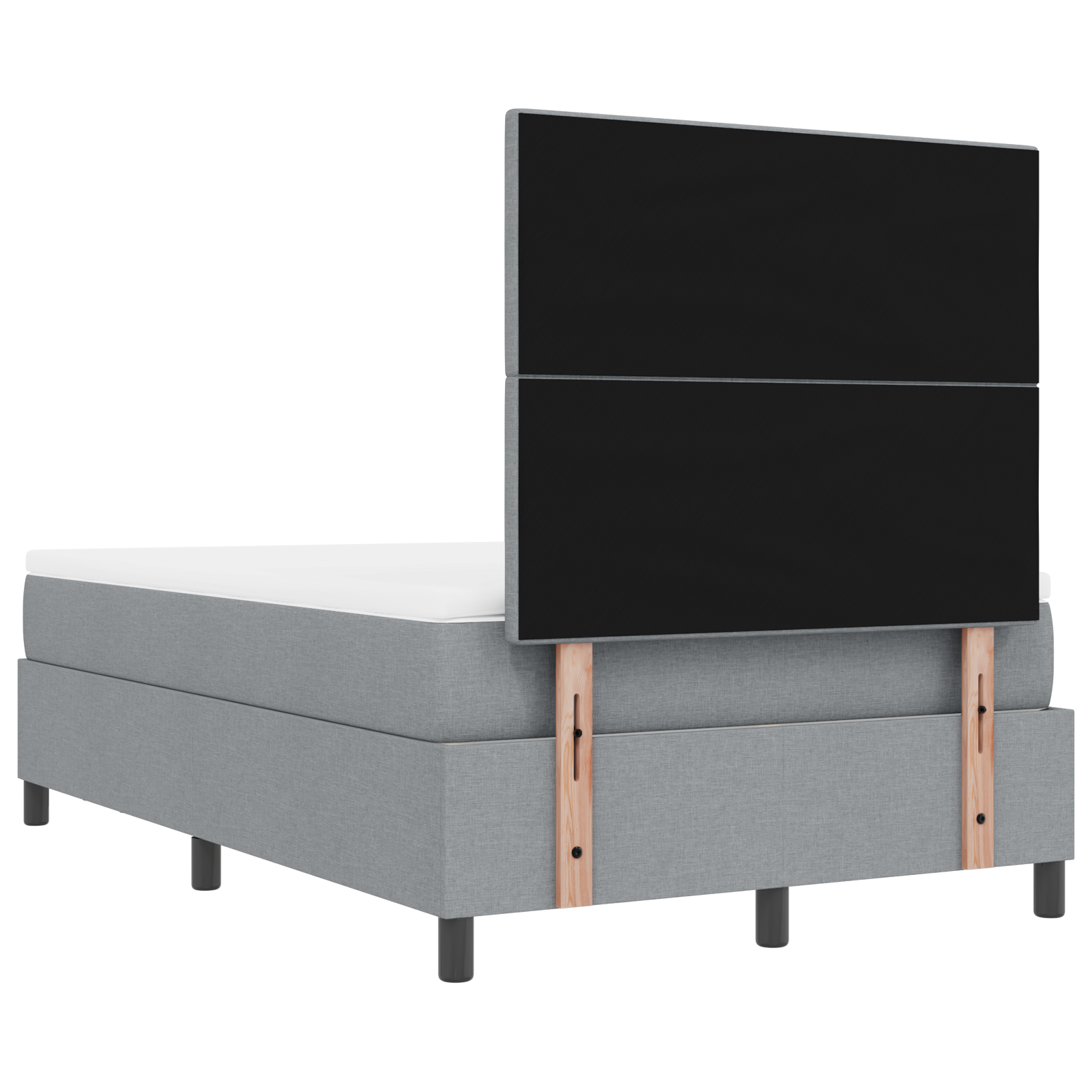 lova su dėže, čiužiniu ir suoleliu šviesiai pilka 120x200 cm audinys - Image 11