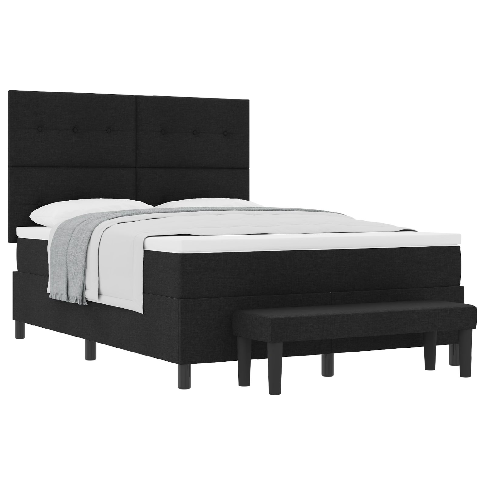 Thumbnail - vidaXL Boxspringbett mit Matratze & Bank Schwarz 140x200 cm Stoff