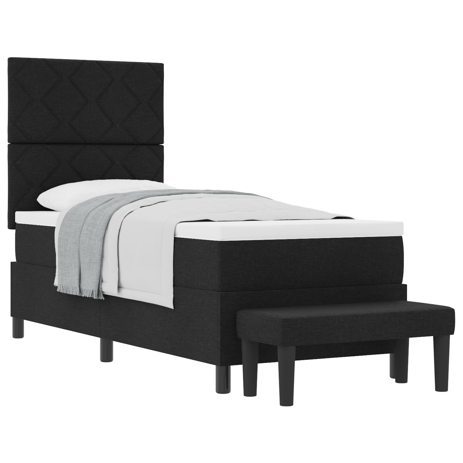 Thumbnail - vidaXL Boxspringbett mit Matratze & Bank Schwarz 80x200 cm Stoff
