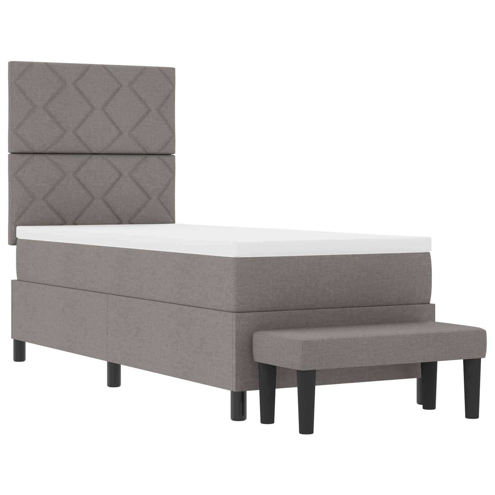 Box Spring Bed with Mattress & Bench Taupe 80x200 cm Fabric - Image 8