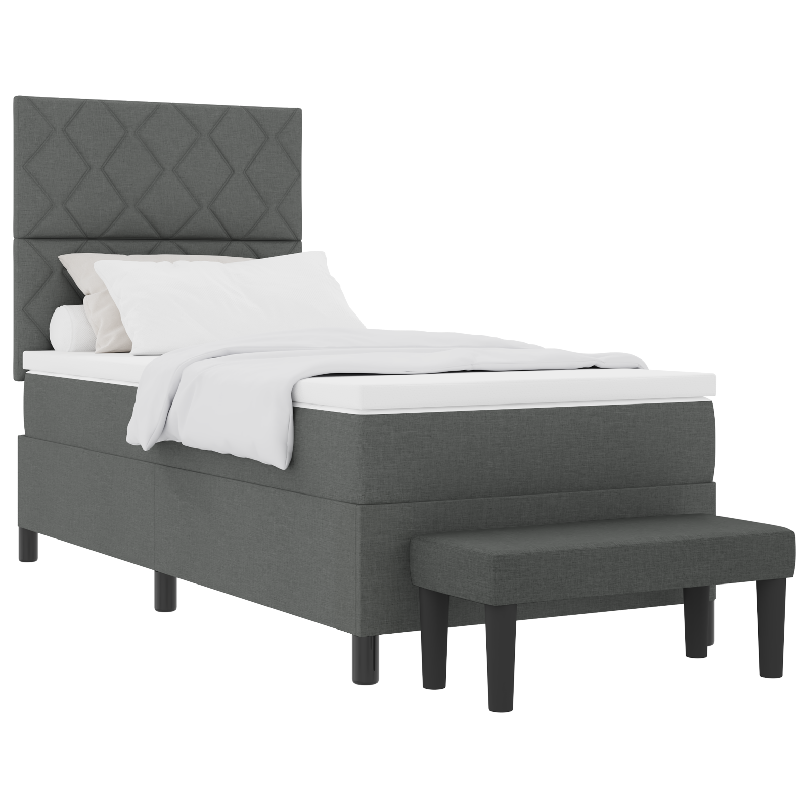 Thumbnail - vidaXL Boxspringbett mit Matratze & Bank Dunkelgrau 90x200 cm Stoff