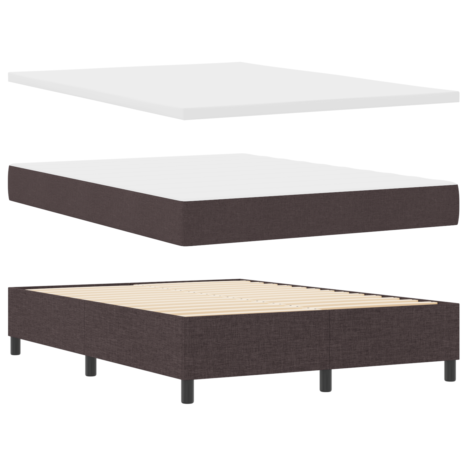 Thumbnail - vidaXL Boxspringbett mit Matratze & Bank Dunkelbraun 140x190 cm Stoff