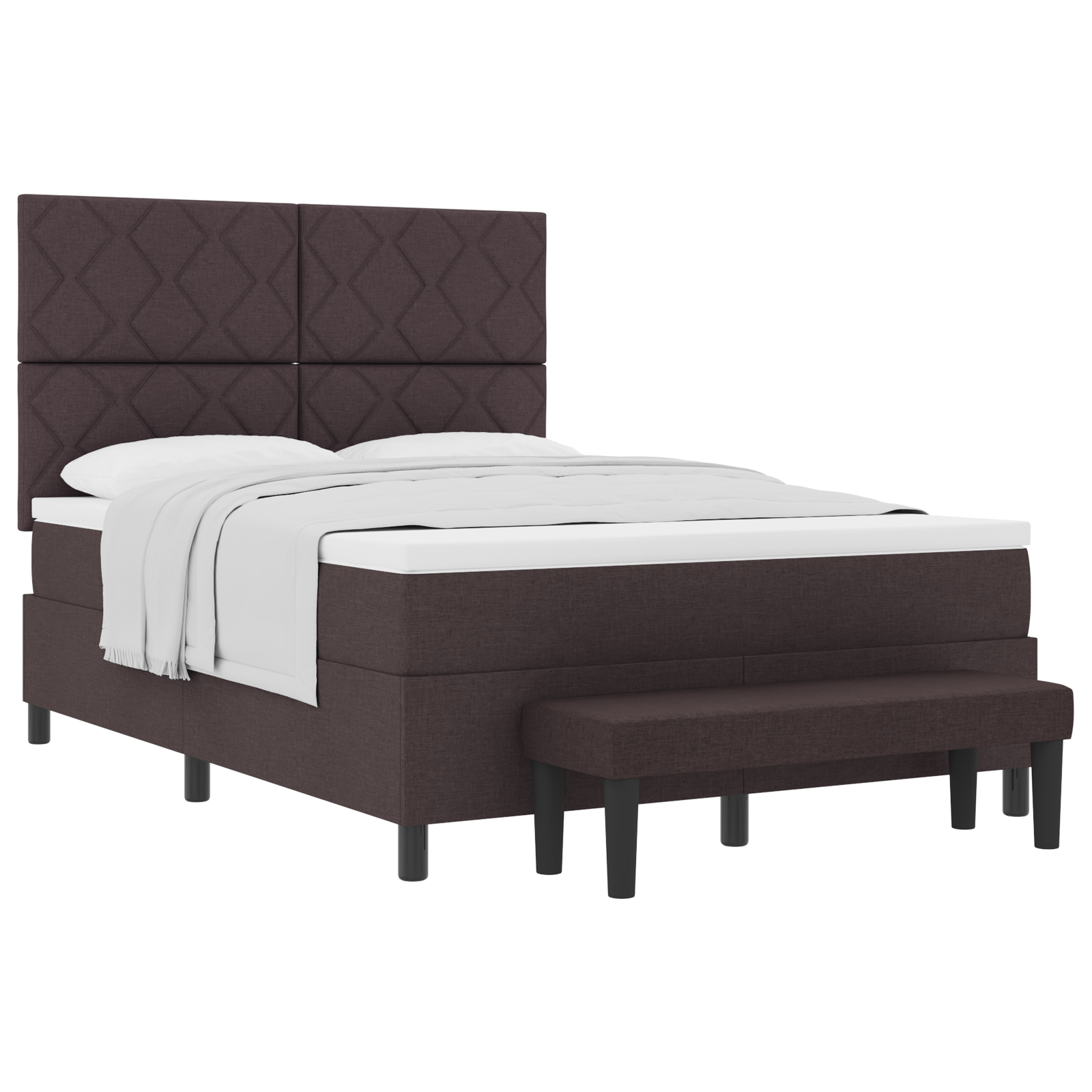 Thumbnail - vidaXL Boxspringbett mit Matratze & Bank Dunkelbraun 140x190 cm Stoff