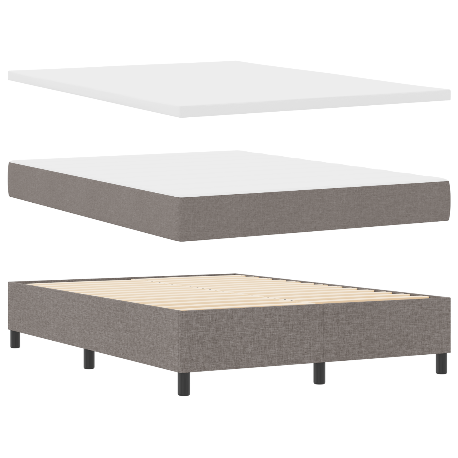 Thumbnail - vidaXL Boxspringbett mit Matratze & Bank Taupe 140x190 cm Stoff