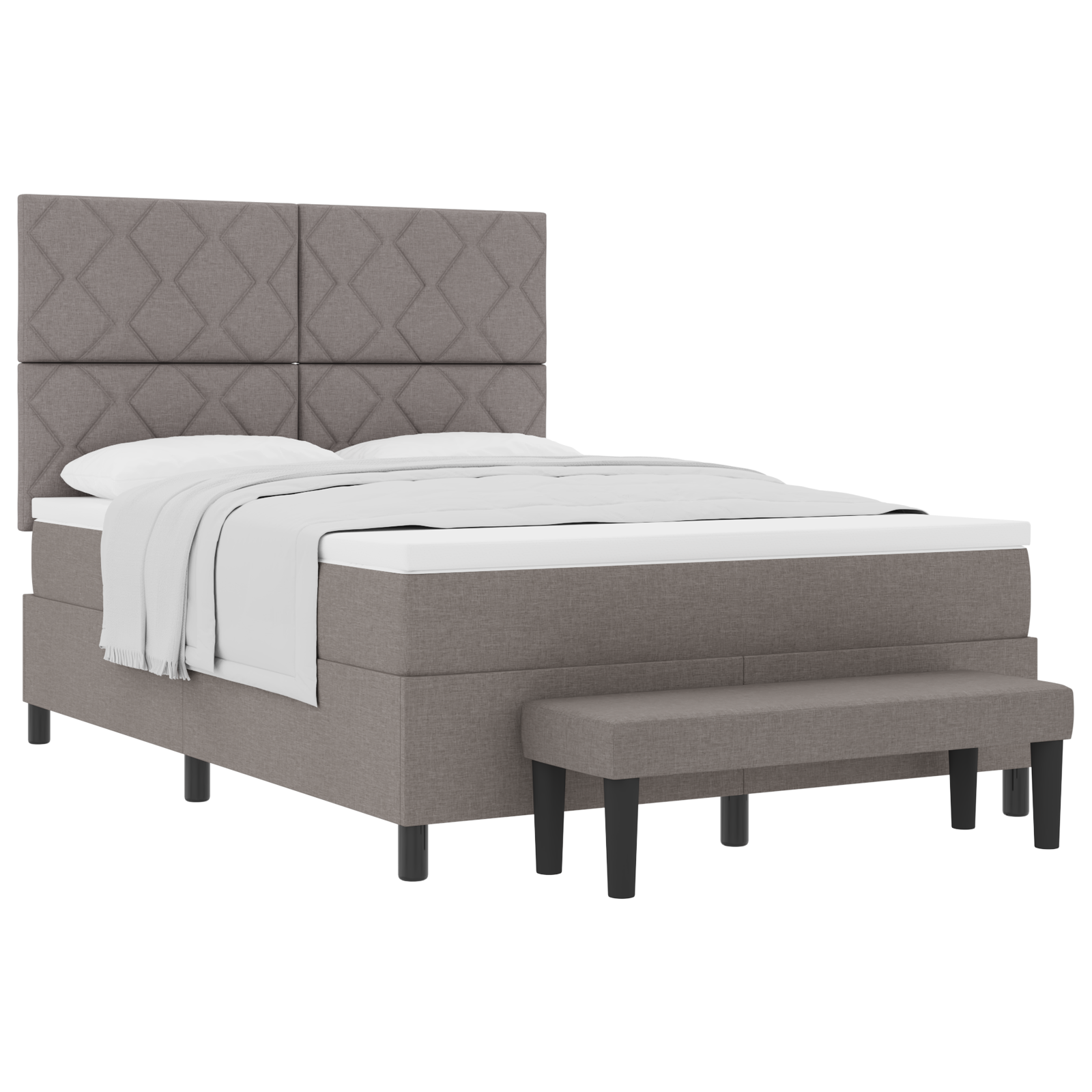 Thumbnail - vidaXL Boxspringbett mit Matratze & Bank Taupe 140x200 cm Stoff