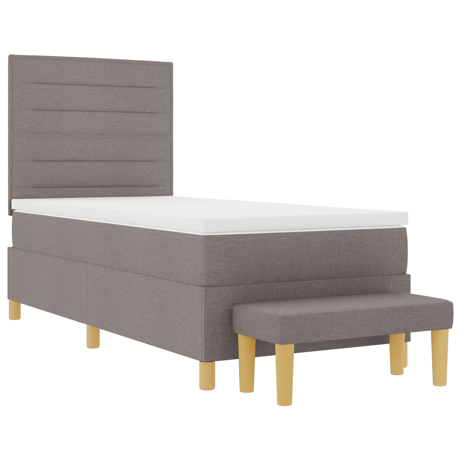 Box Spring Bed with Mattress & Bench Taupe 80x200 cm Fabric - Image 8