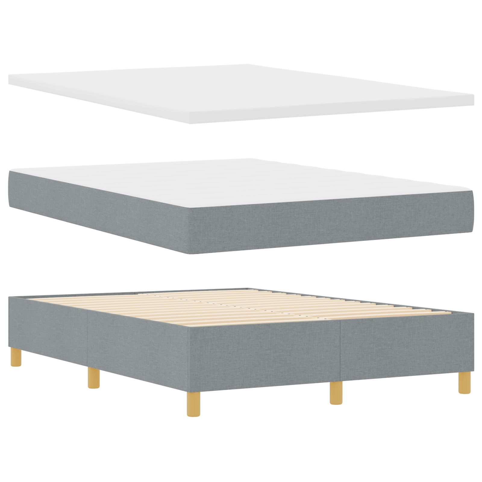Thumbnail - vidaXL Boxspringbett mit Matratze & Bank Hellgrau 140x200 cm Stoff