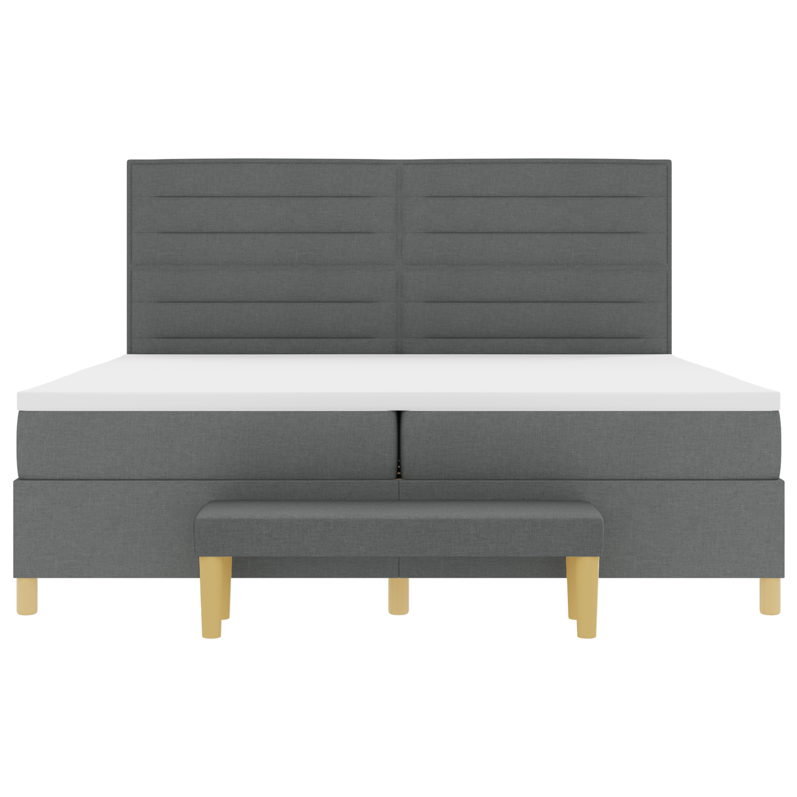 Lova su čiužiniu ir suolo tamsiai pilka 200x200 cm audinys - Image 9