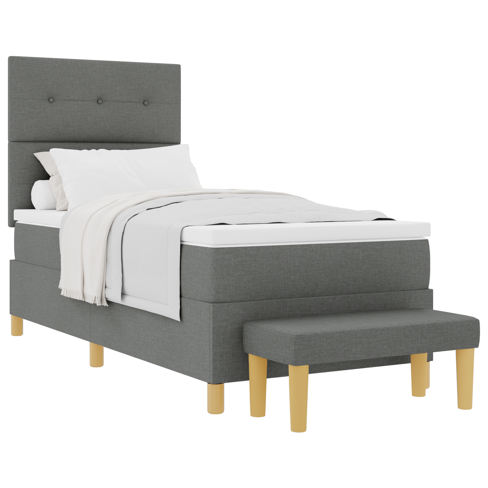 Thumbnail - vidaXL Boxspringbett mit Matratze & Bank Dunkelgrau 80x200 cm Stoff