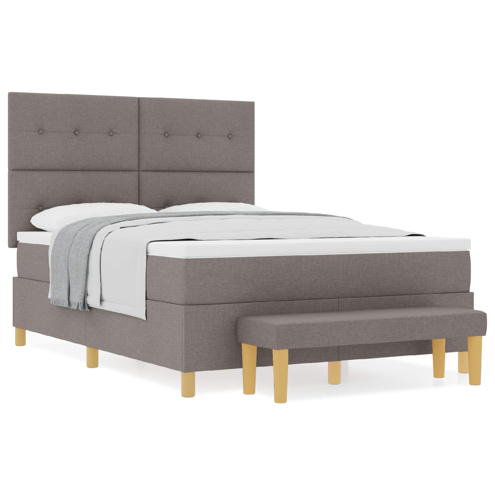 Kastvedruvoodi madratsi ja pingiga Taupe 140x190 cm kangas - Image 4