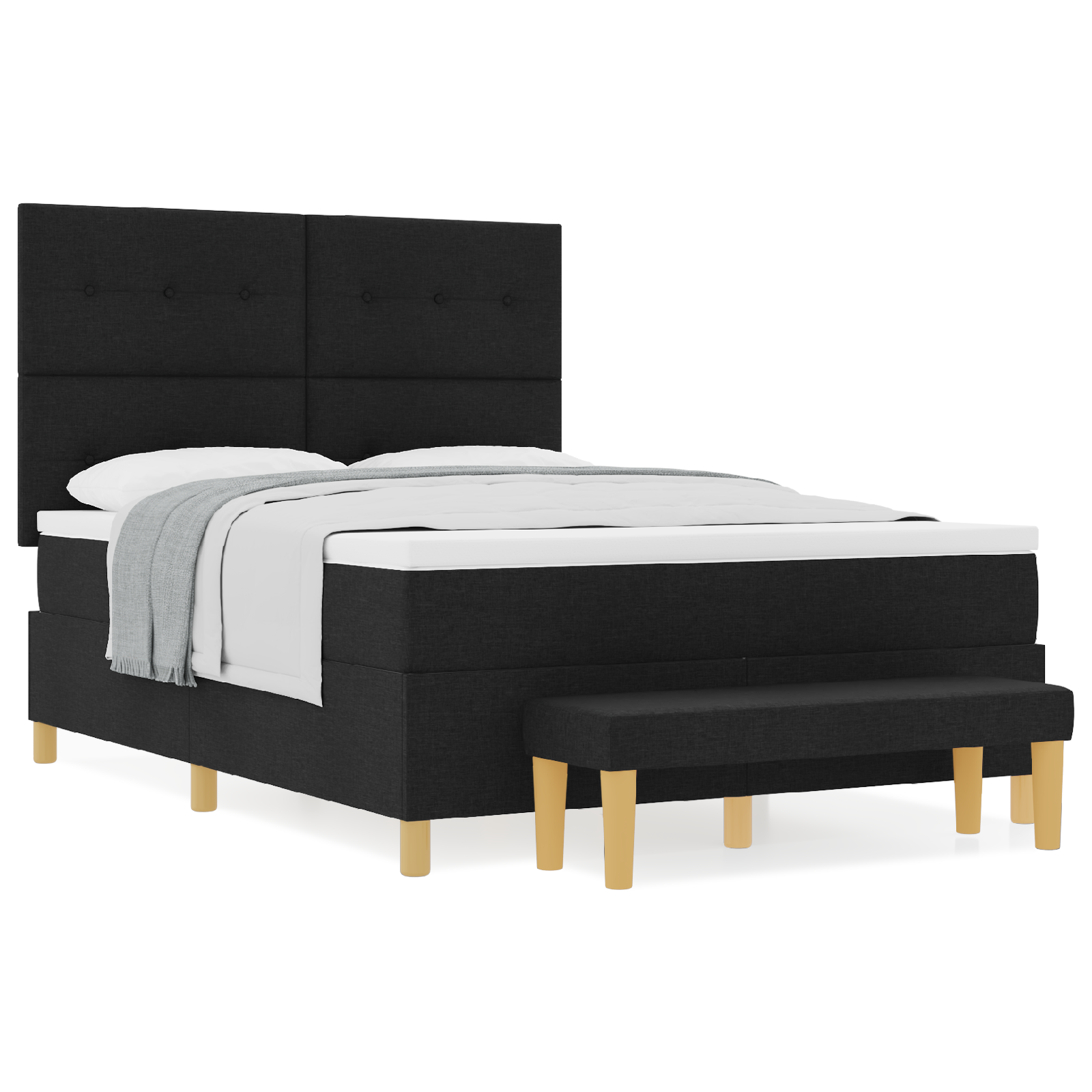 Dėžės pavasario lova su čiužiniu ir suoleliu Juoda 140x200 cm Audinys - Image 4