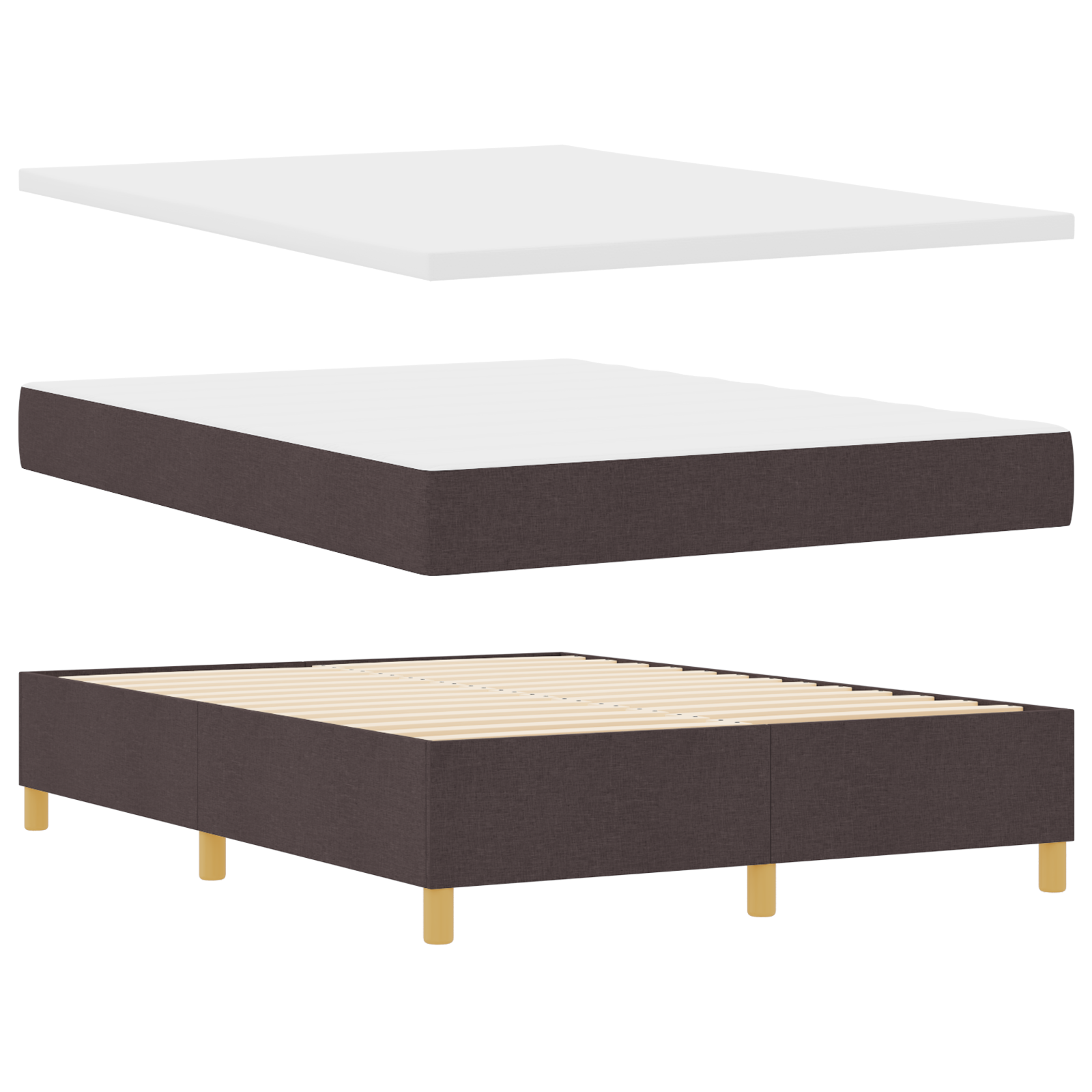 Thumbnail - vidaXL Boxspringbett mit Matratze & Bank Dunkelbraun 160x200 cm Stoff