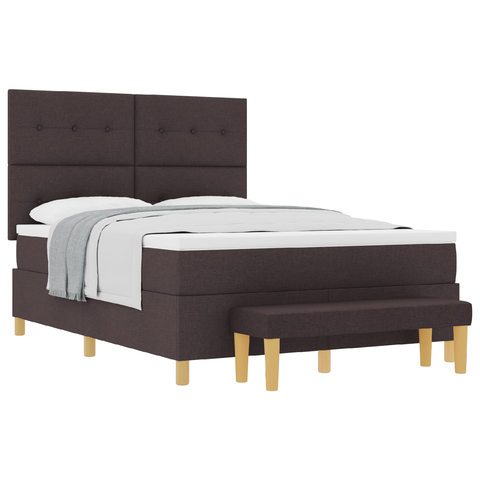 Thumbnail - vidaXL Boxspringbett mit Matratze & Bank Dunkelbraun 160x200 cm Stoff