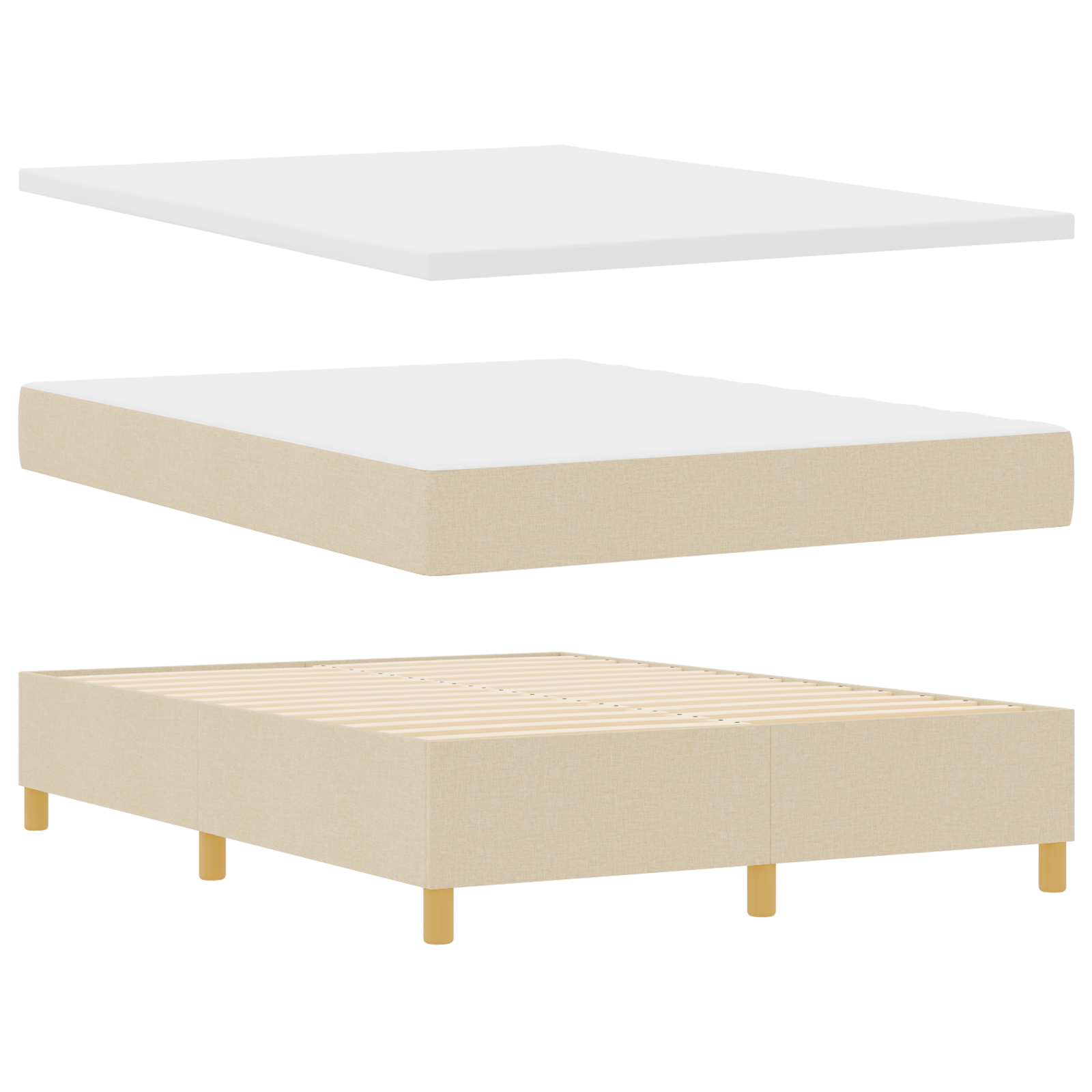 Thumbnail - vidaXL Boxspringbett mit Matratze & Bank Creme 160x200 cm Stoff