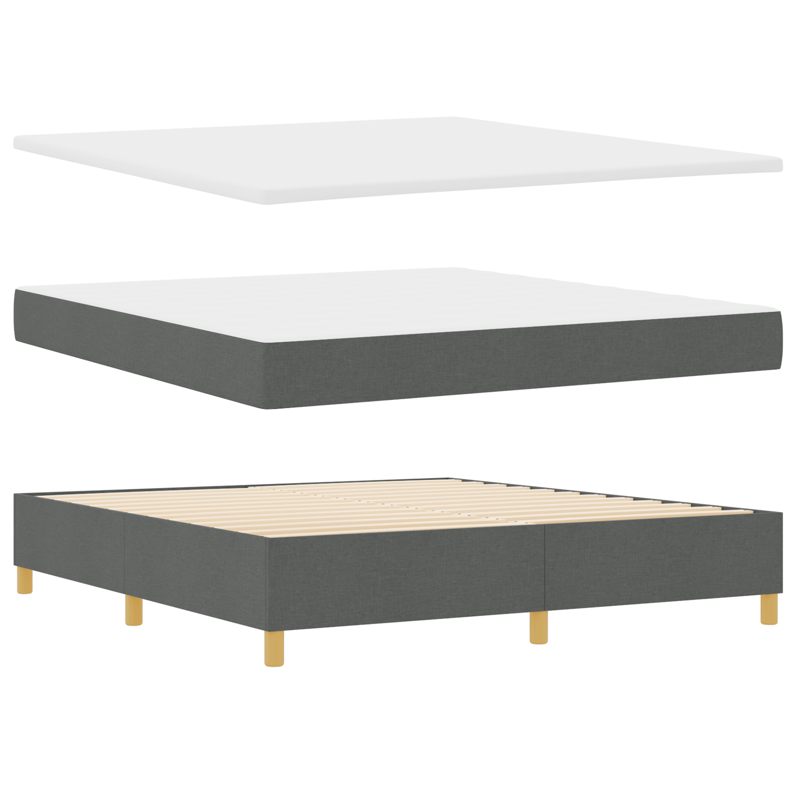 Thumbnail - vidaXL Boxspringbett mit Matratze & Bank Dunkelgrau 180x200 cm Stoff