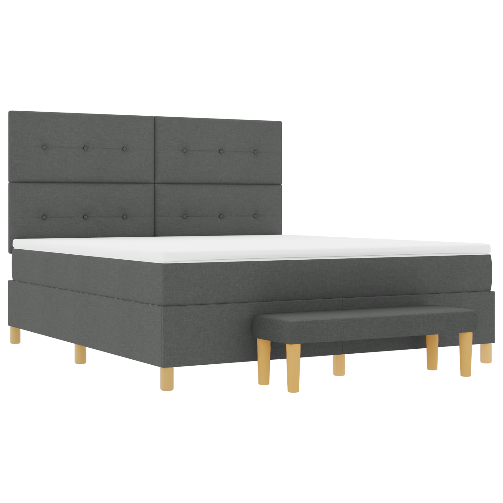 lova su čiužiniu ir suoleliu tamsiai pilka 180x200 cm audinys - Image 8