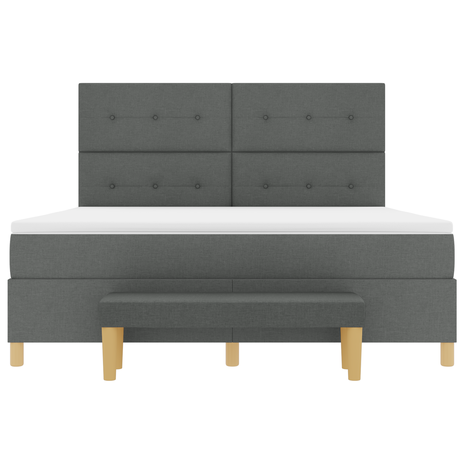 lova su čiužiniu ir suoleliu tamsiai pilka 180x200 cm audinys - Image 9