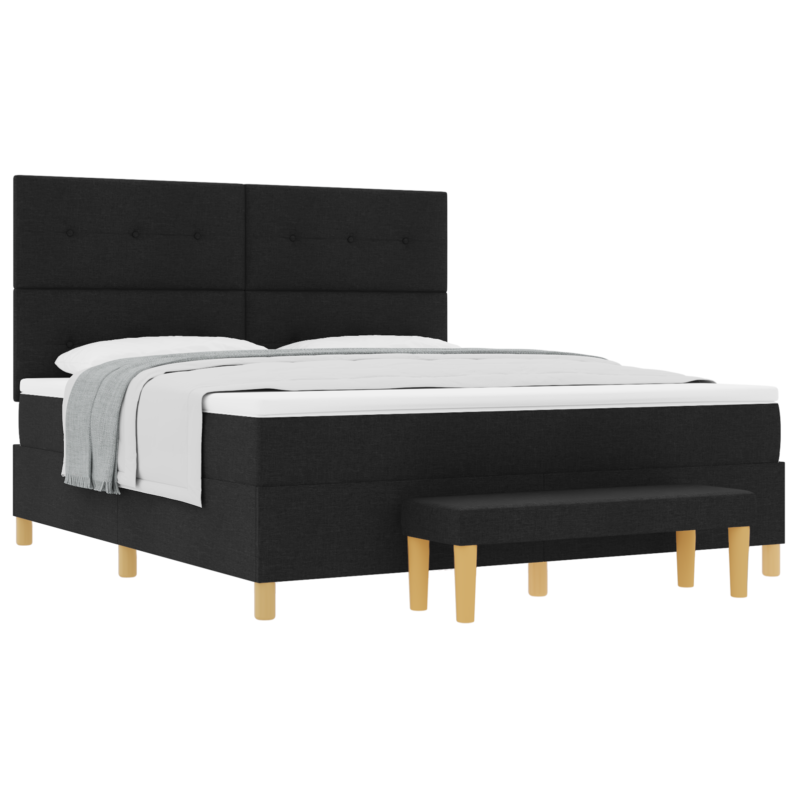 Box Spring lovelės čiužinys su suoleliu juodas 180x200 cm audinys - Image 2