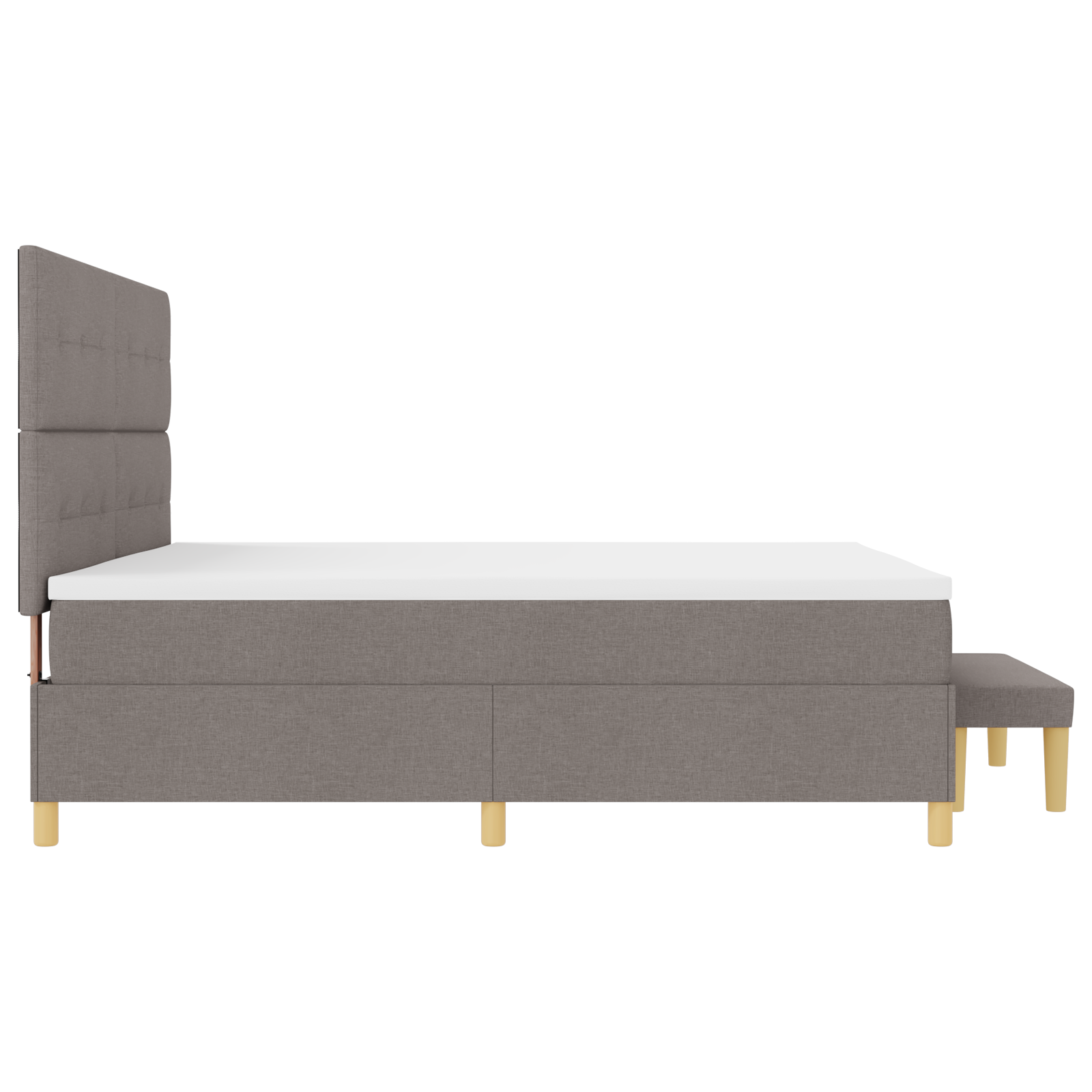 Lovos pagrindas su čiužiniu ir suoleliu Taupe 200x200 cm Audinys - Image 10