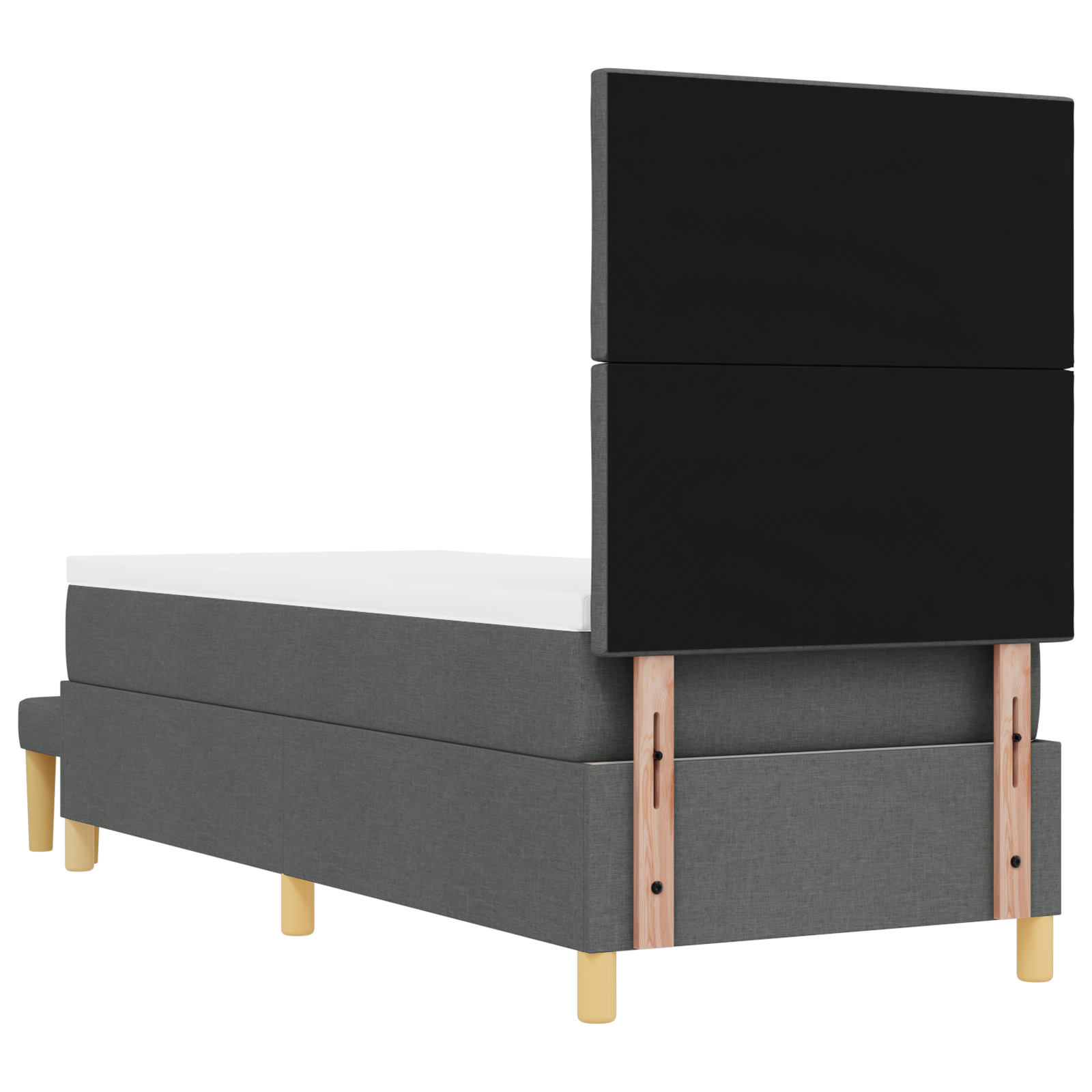 Dėžės spyruoklinė lova su čiužiniu ir suoleliu tamsiai pilka 80x200 cm audinys - Image 11