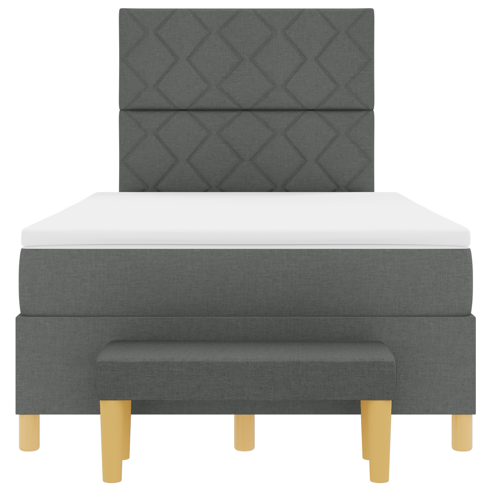 Pakuotės lova su čiužiniu ir suolu tamsiai pilkos spalvos 120x190 cm audinio - Image 9