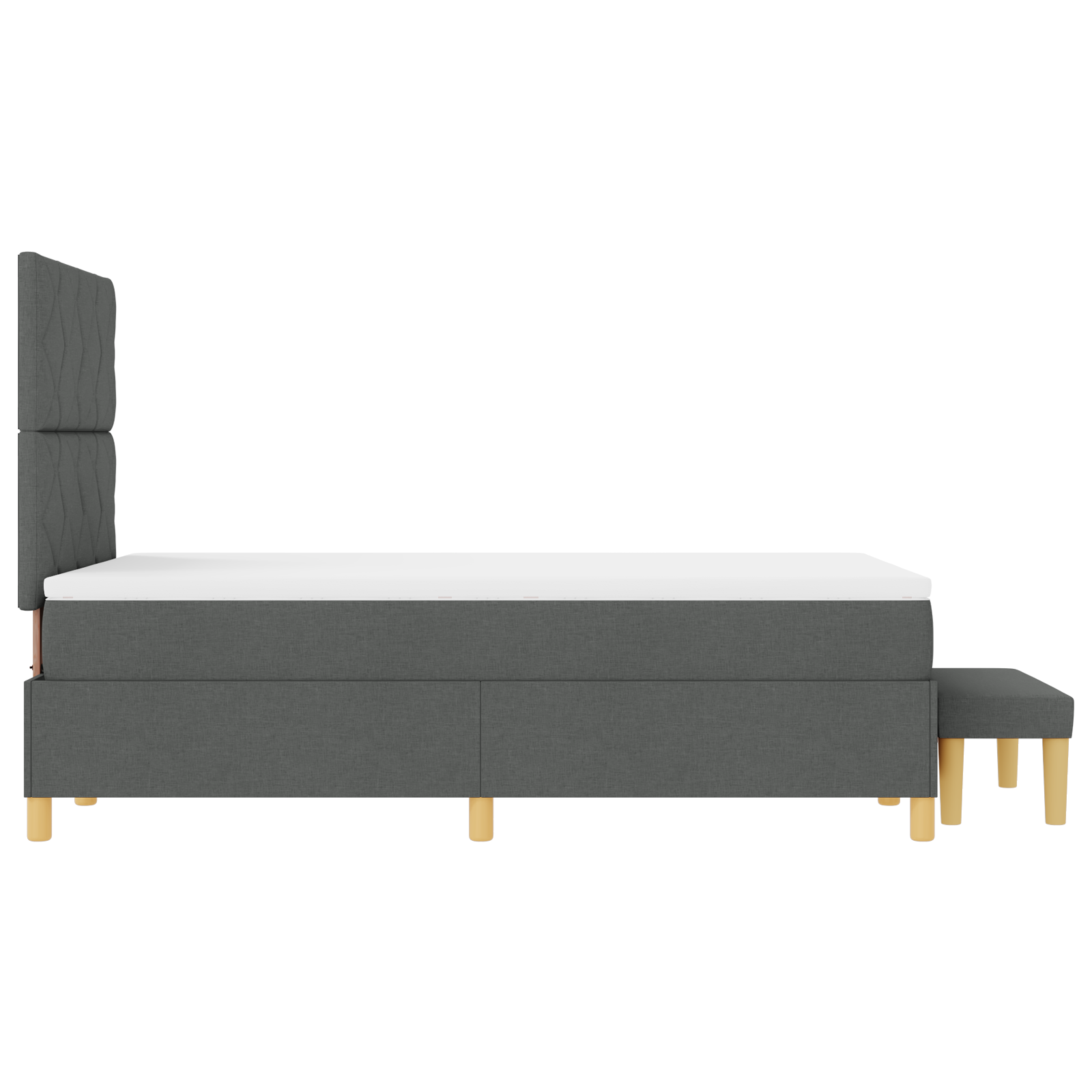 Pakuotės lova su čiužiniu ir suolu tamsiai pilkos spalvos 120x190 cm audinio - Image 10