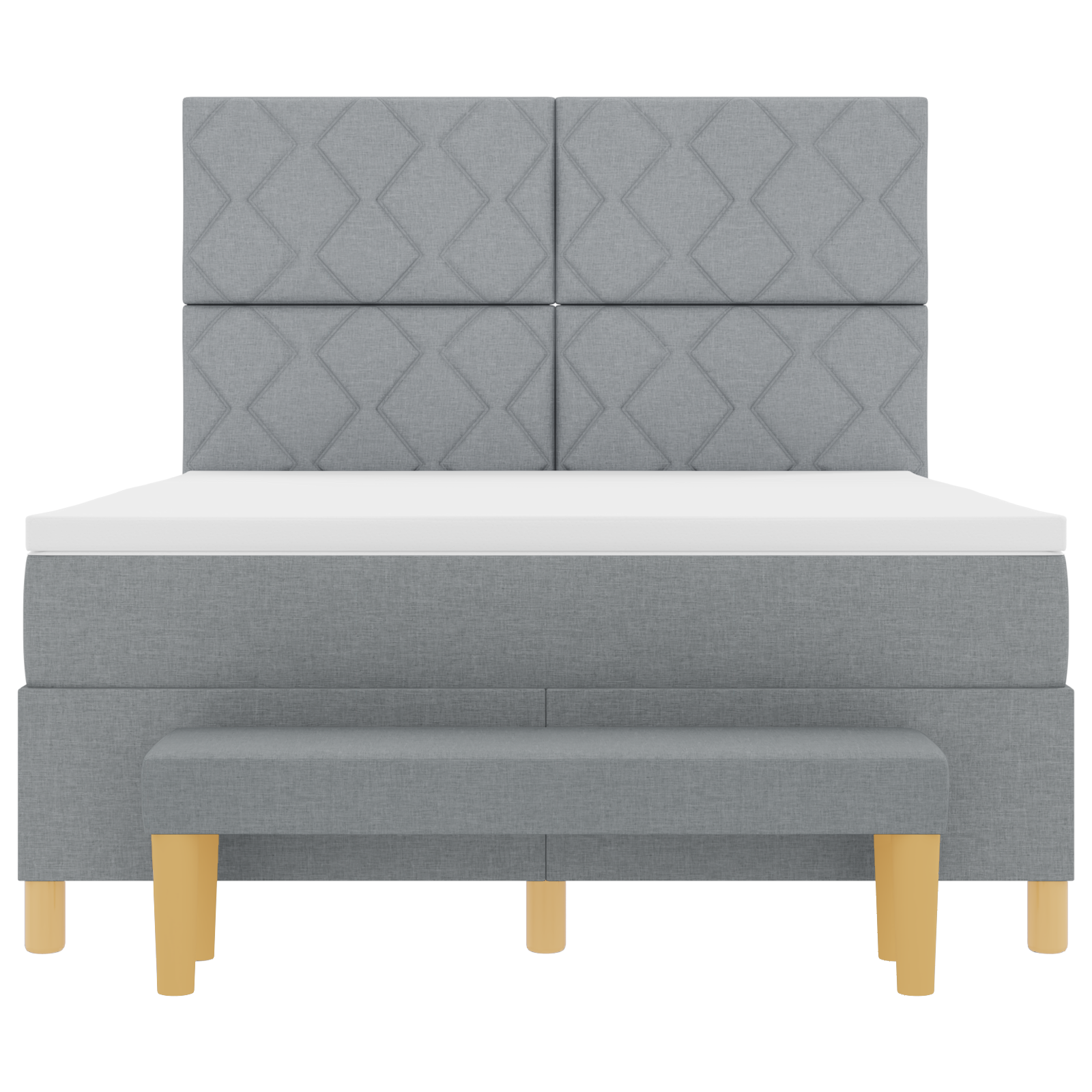 Dėžės pagrindo lova su čiužiniu ir suoleliu Šviesiai pilka 140x200 cm Audinys - Image 9