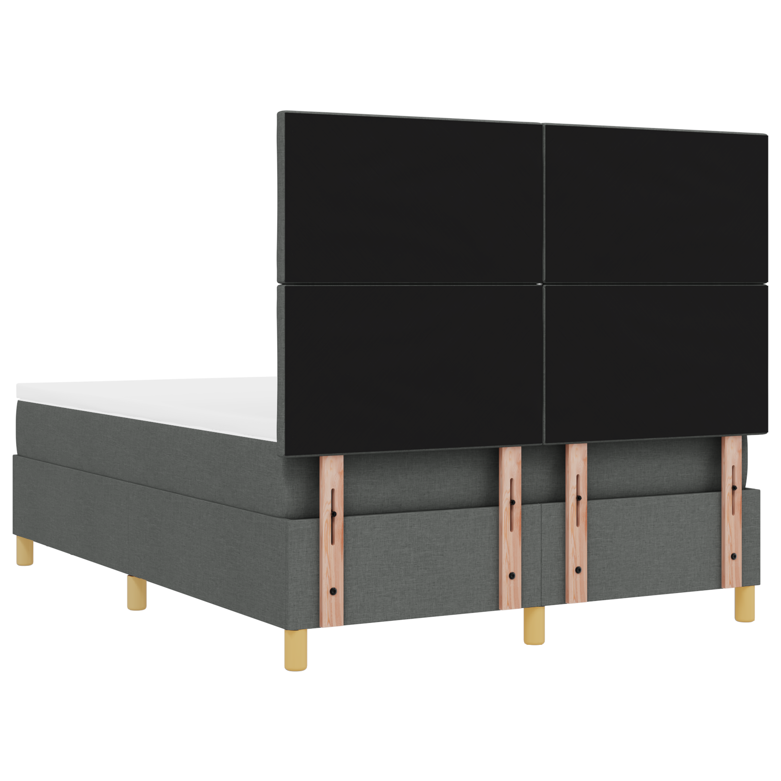 dėžės spyruoklinė lova su čiužiniu ir suoliuku tamsiai pilka 140x200 cm audinys - Image 11