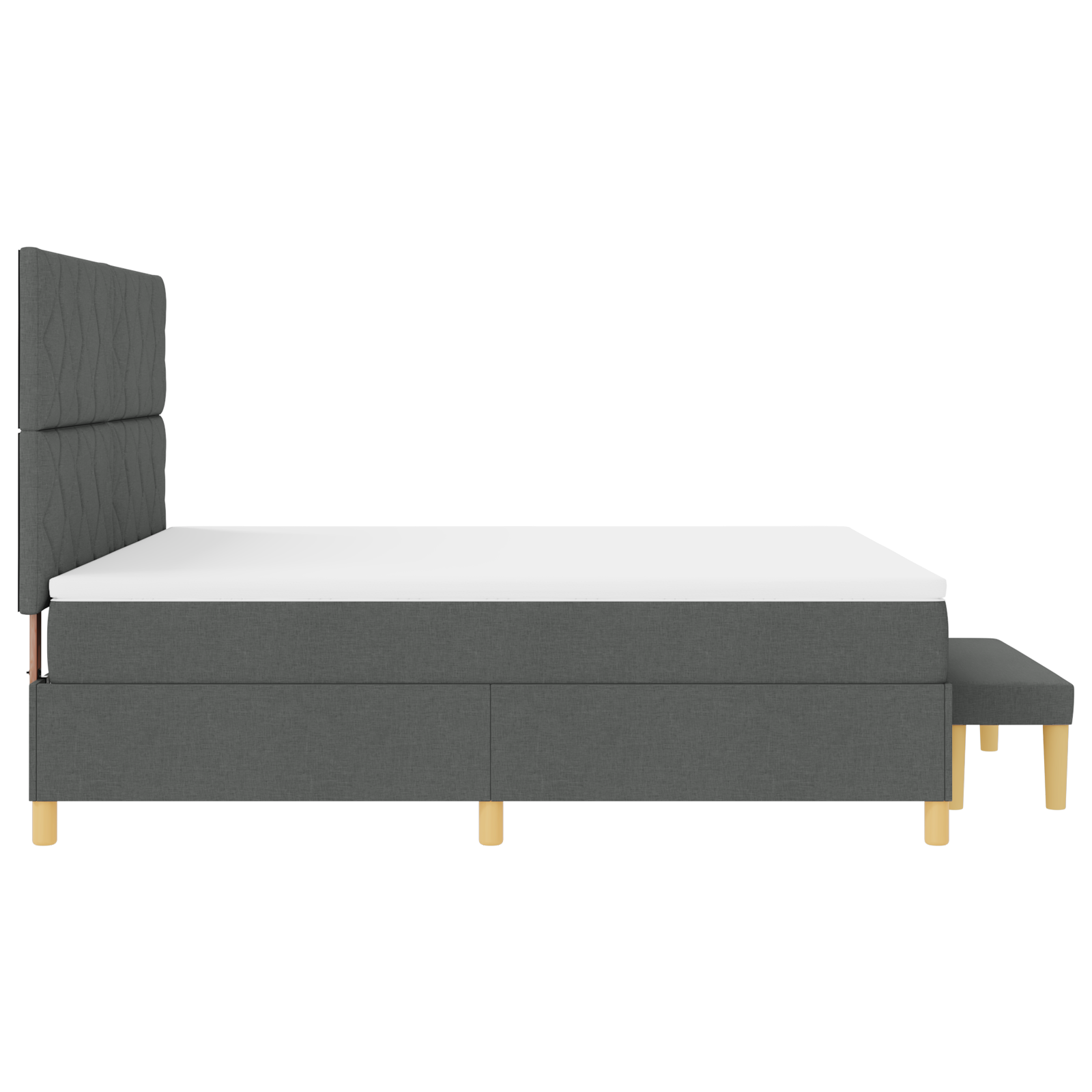 Miegamoji lova su čiužiniu ir suolu tamsiai pilka 180x200 cm audinys - Image 10