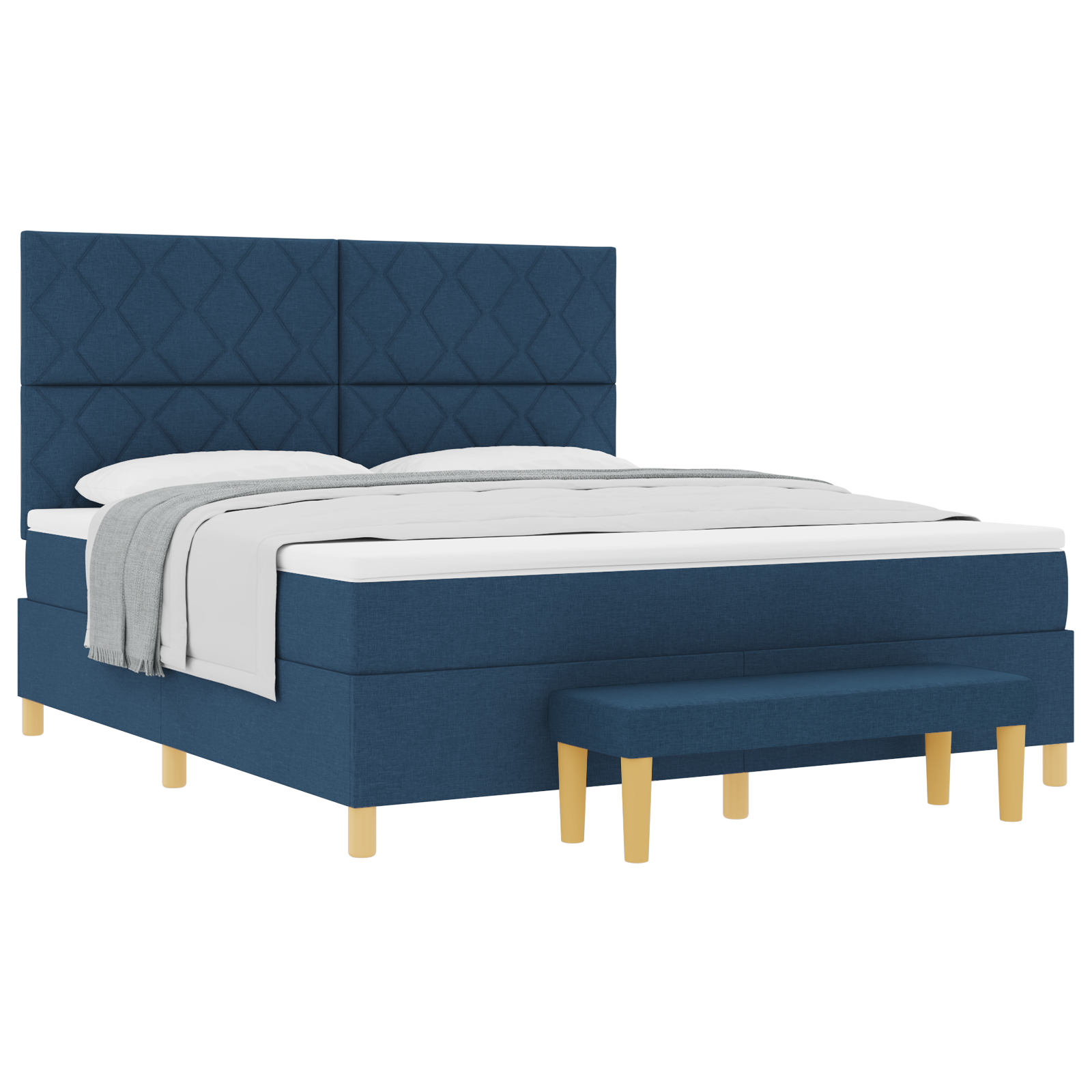 Thumbnail - vidaXL Boxspringbett mit Matratze & Bank Blau 180x200 cm Stoff