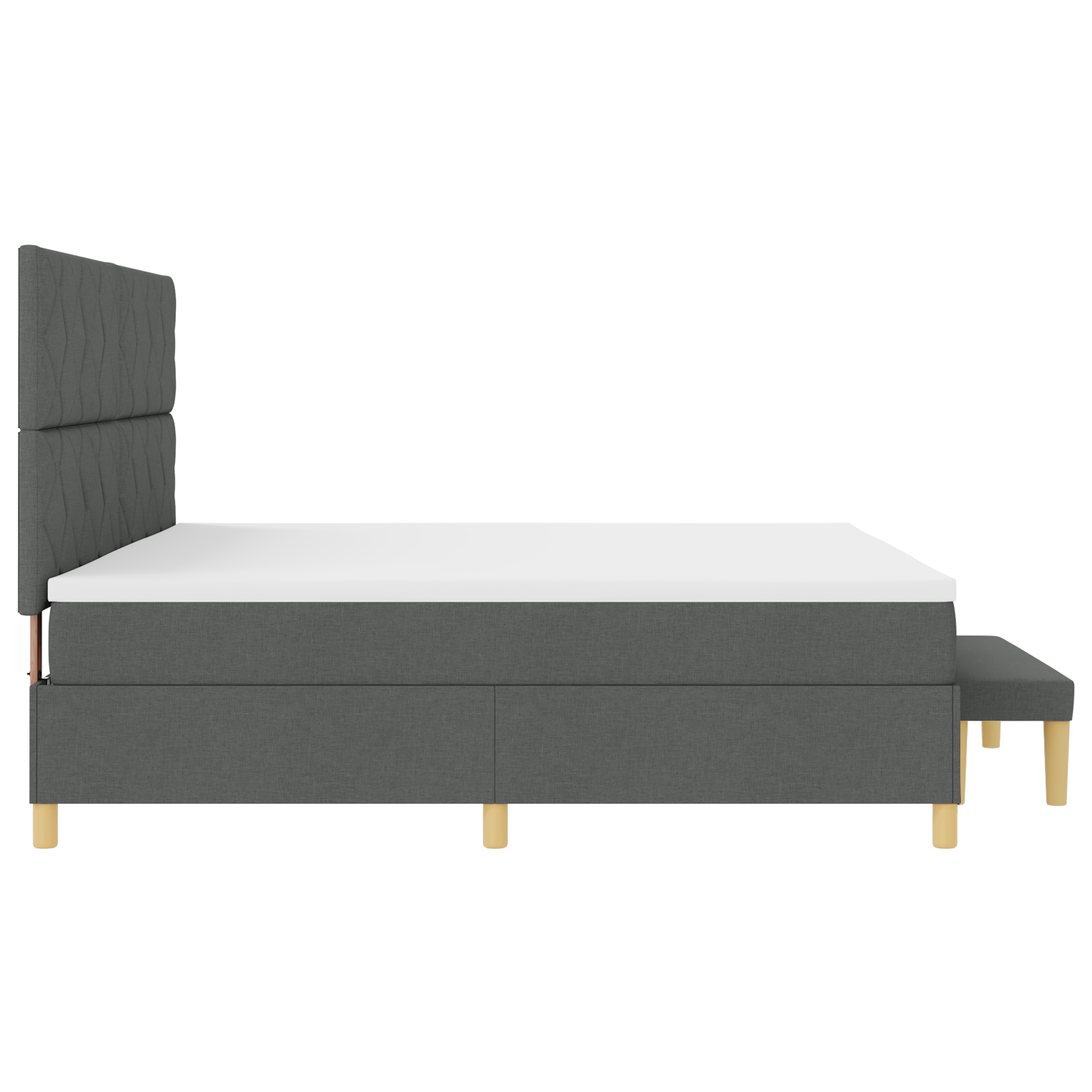 pakavimo spyruoklių lova su čiužiniu & suoleliu tamsiai pilka 200x200 cm audinyje - Image 10