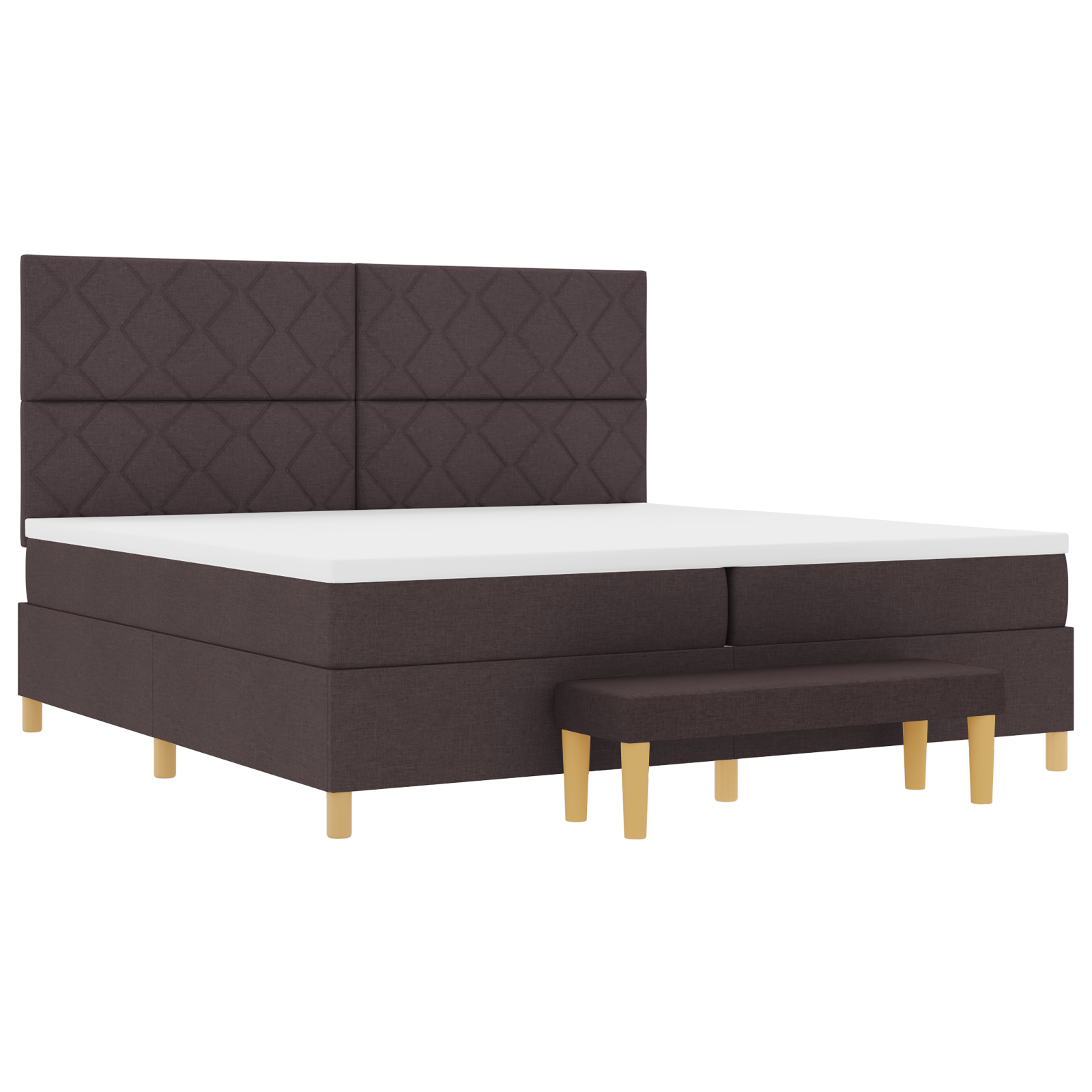 Thumbnail - vidaXL Boxspringbett mit Matratze & Bank Dunkelbraun 200x200 cm Stoff