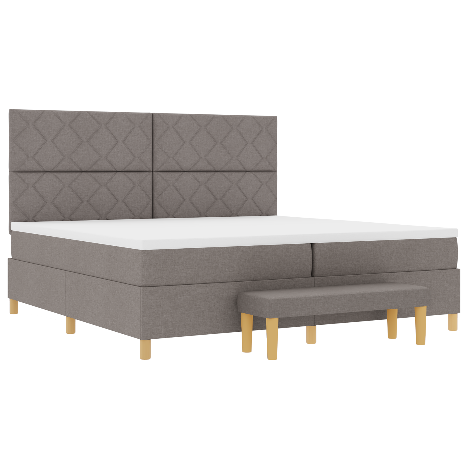 Thumbnail - vidaXL Boxspringbett mit Matratze & Bank Taupe 200x200 cm Stoff