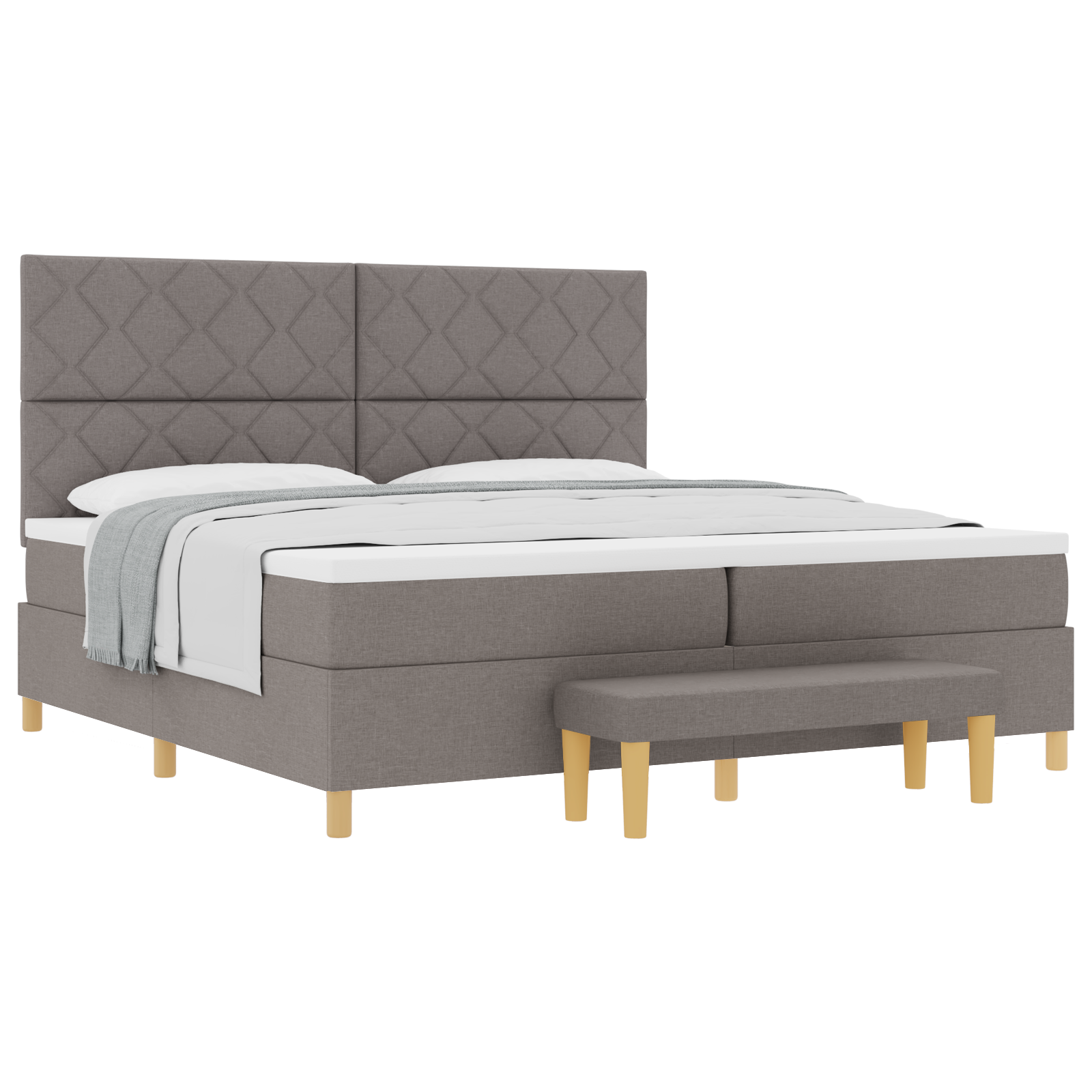 Thumbnail - vidaXL Boxspringbett mit Matratze & Bank Taupe 200x200 cm Stoff