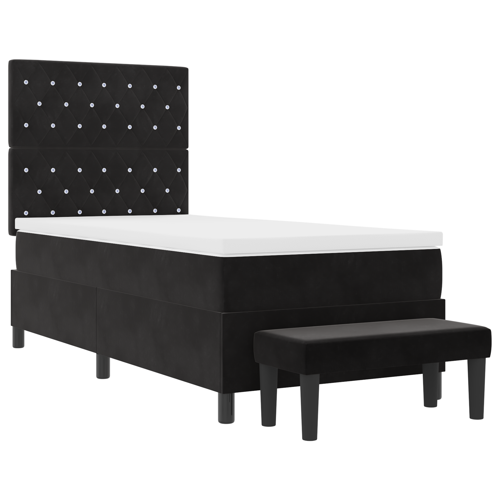 dėžinė lova su čiužiniu ir suolu Juoda 90x190 cm Aksomas - Image 8