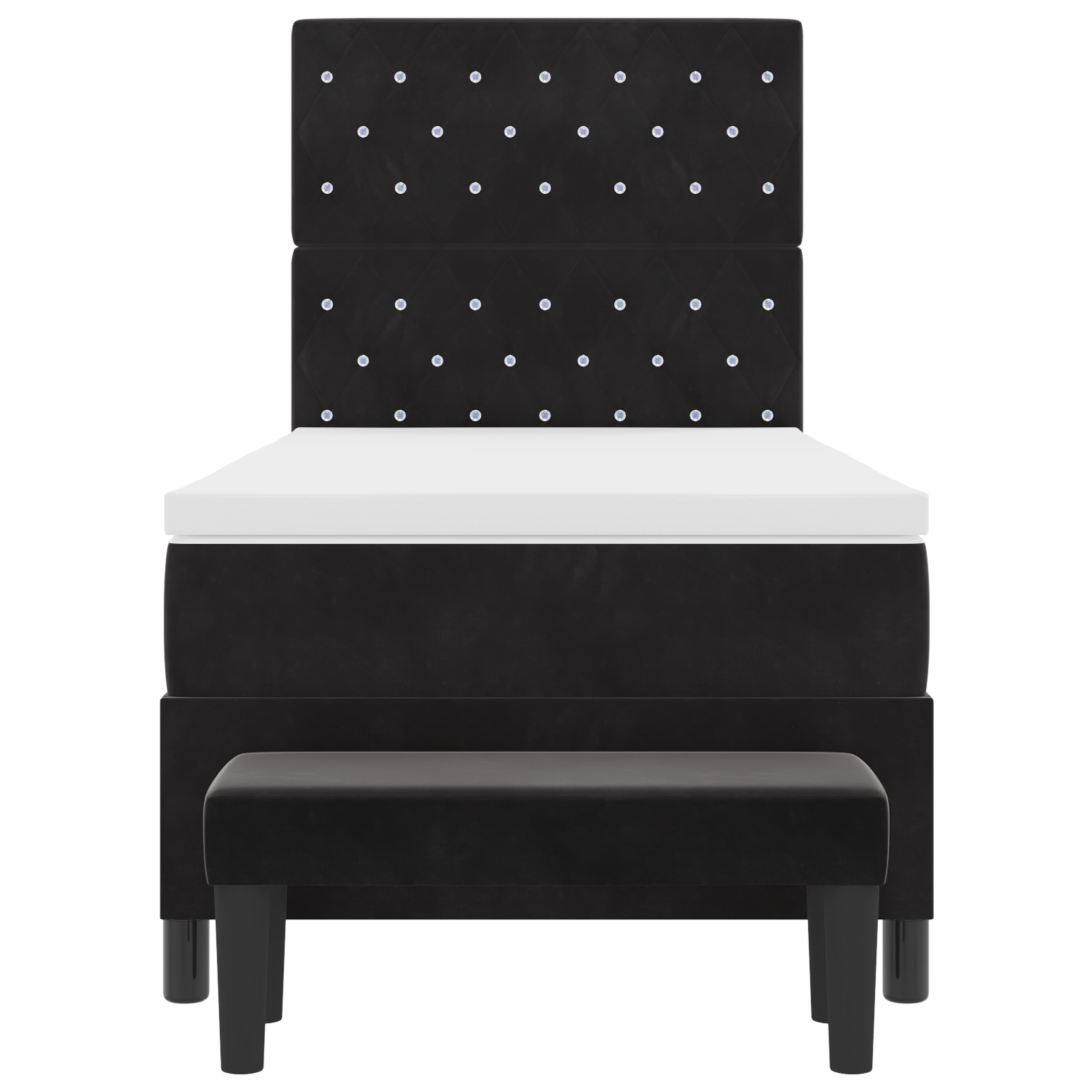 Juoda kastuvinė lova su čiužiniu ir suoleliu 90x200 cm - Image 9