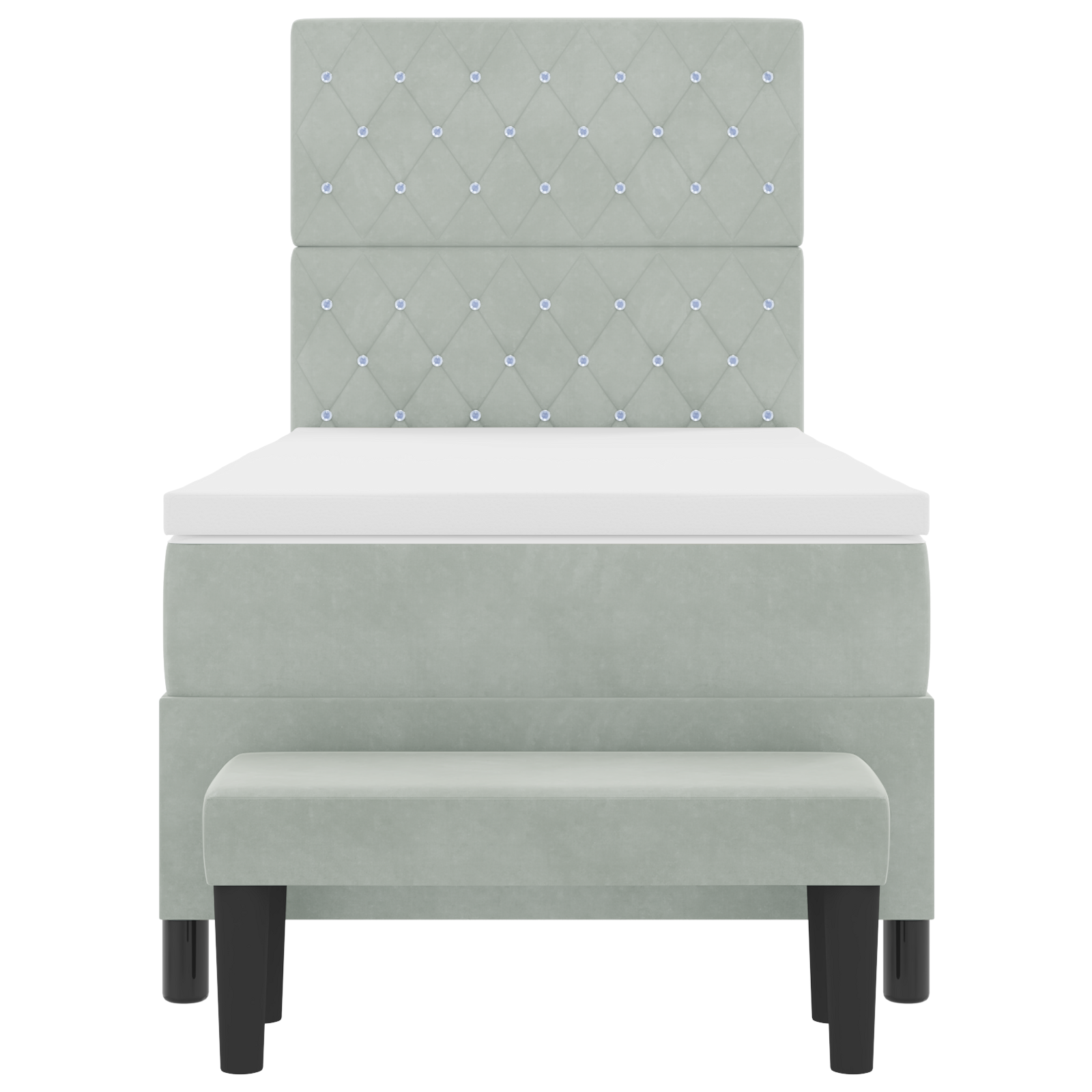 Dėžutės tipo čiužinys su čiužiniu ir suoleliu Šviesiai pilkas 100x200 cm Aksomas - Image 9