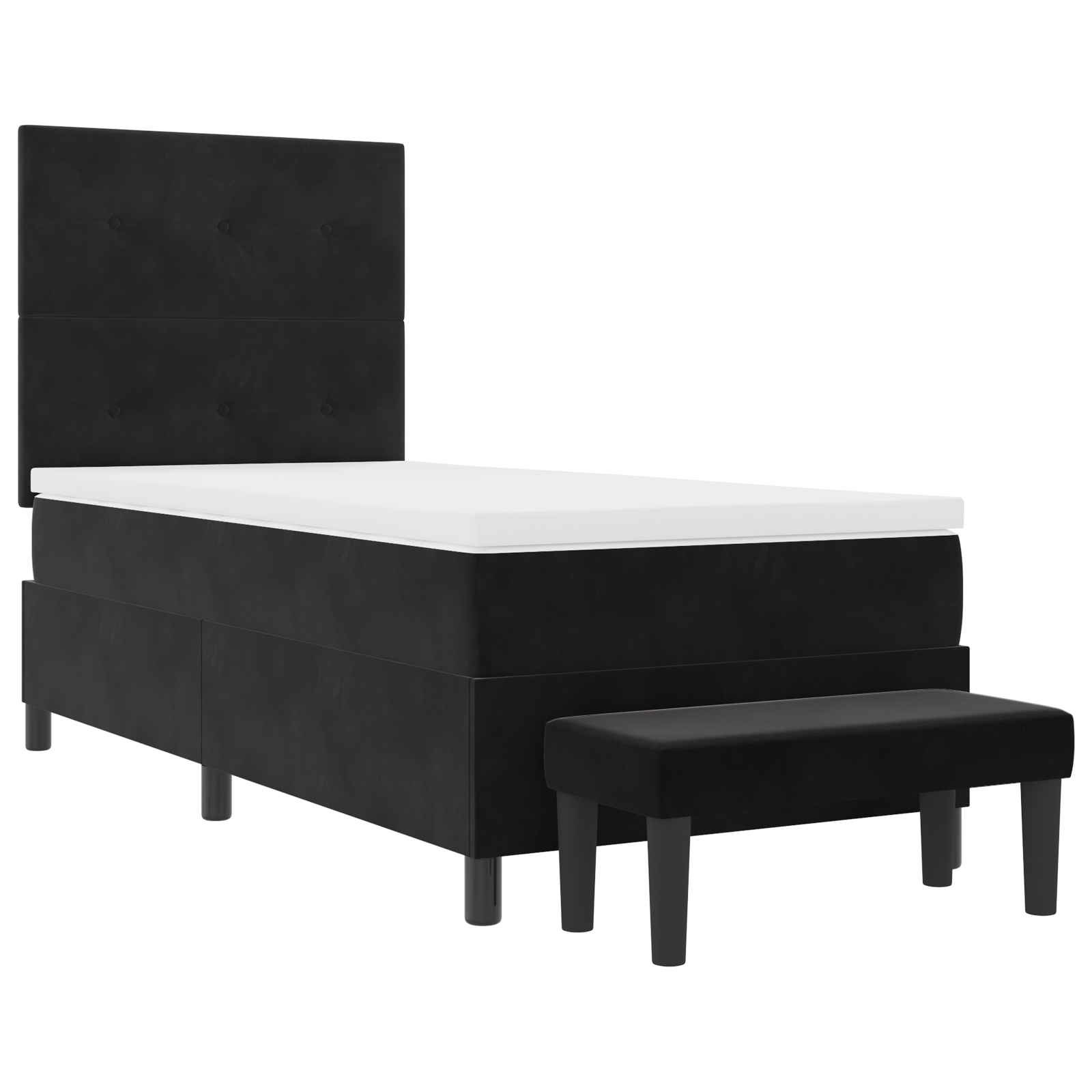 Dėžinė Lova su Čiužiniu ir Suolu Juoda 90x190 cm Aksomas - Image 8