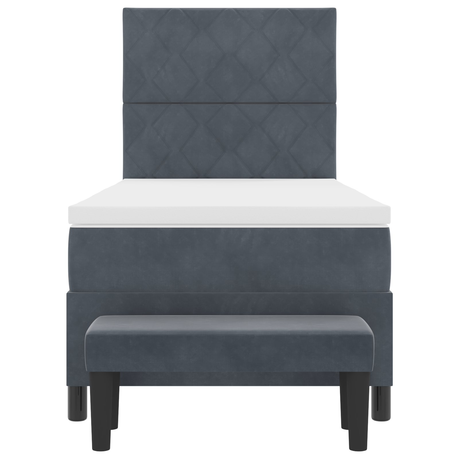 Kopėčių lova su čiužiniu ir suoleliu tamsiai pilka 90x190 cm aksomas - Image 9