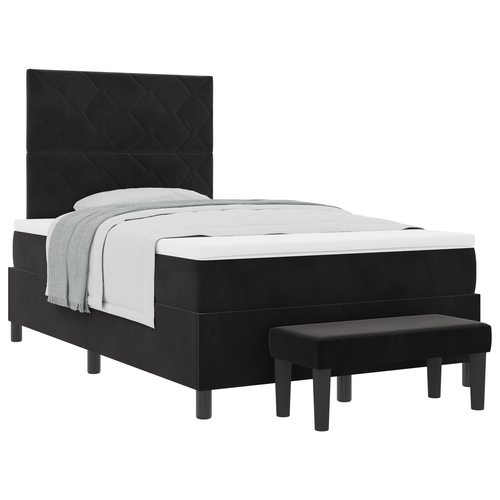 Thumbnail - vidaXL Boxspringbett mit Matratze & Bank Schwarz 120x190 cm Samt