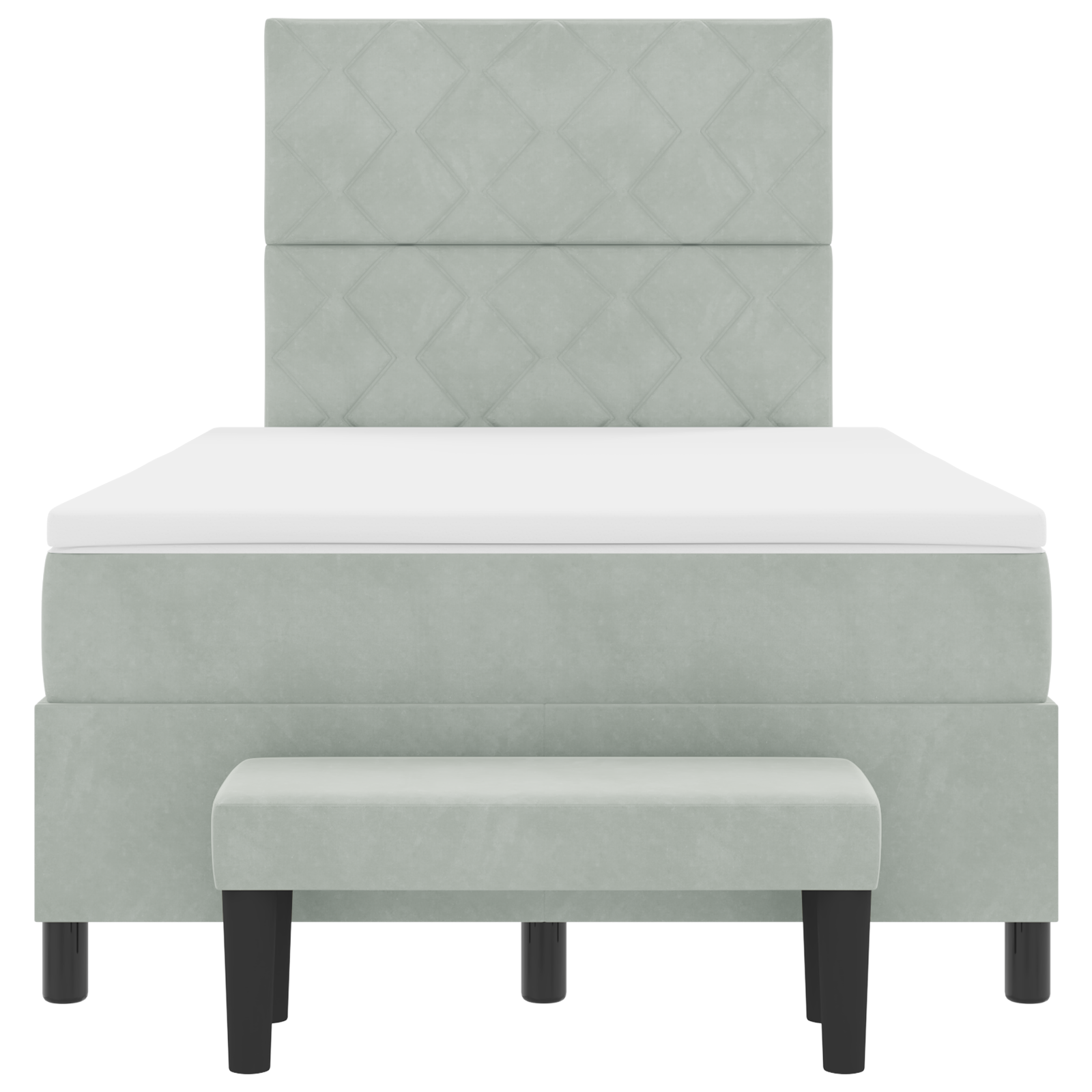 lova su čiužiniu ir suolu Šviesiai pilka 120x200 cm Aksomas - Image 9