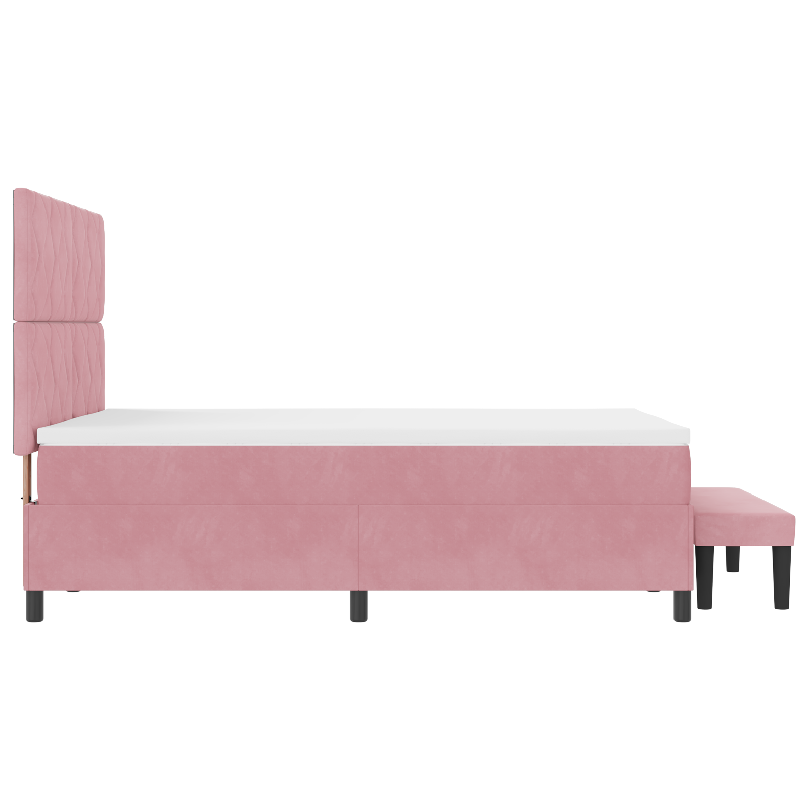 Čiužinio rėmas su čiužiniu ir suoleliu Rožinė 140x200 cm Aksomas - Image 10