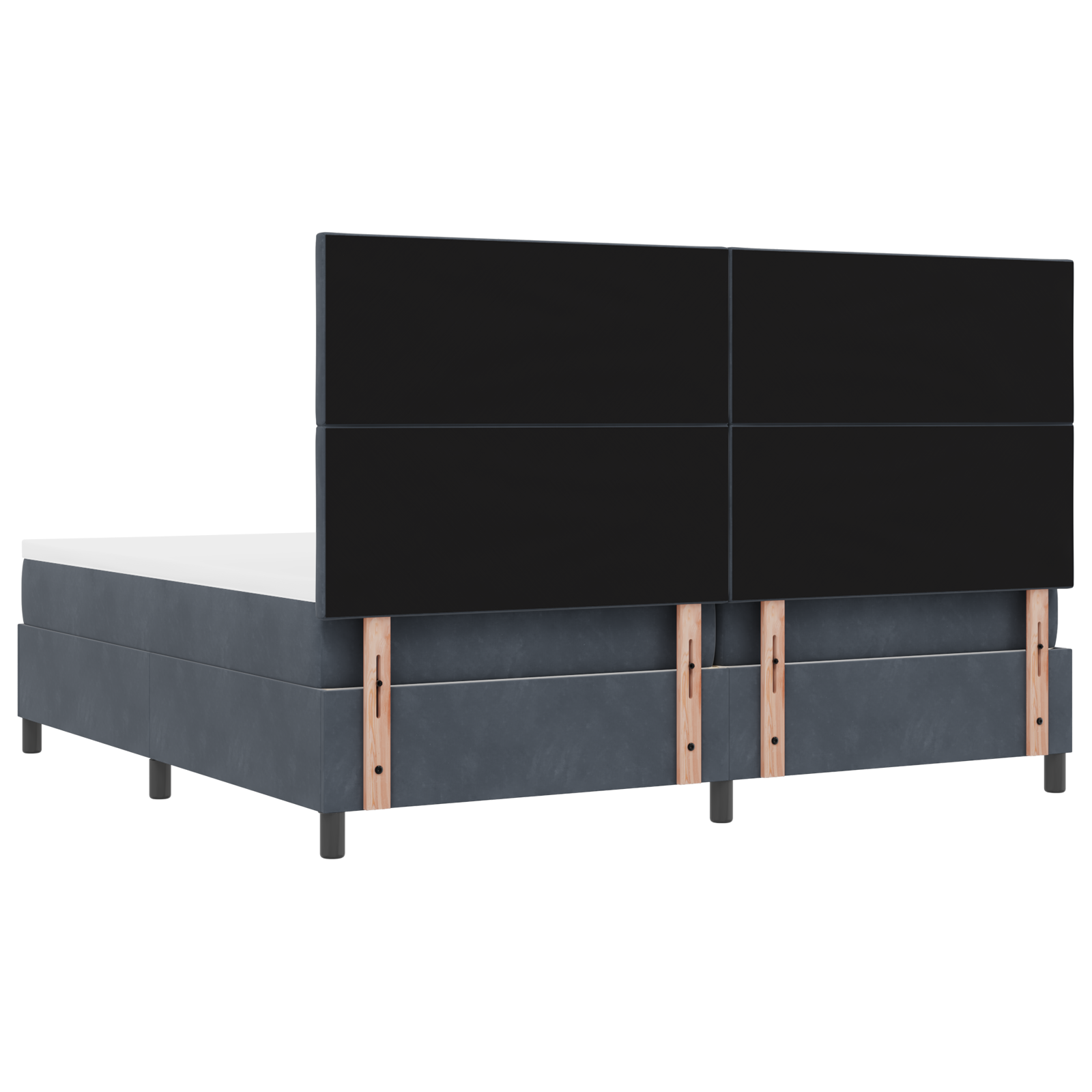 Bokštinė lova su čiužiniu ir suolu Tamsiai pilka 200x200 cm Aksomas - Image 11