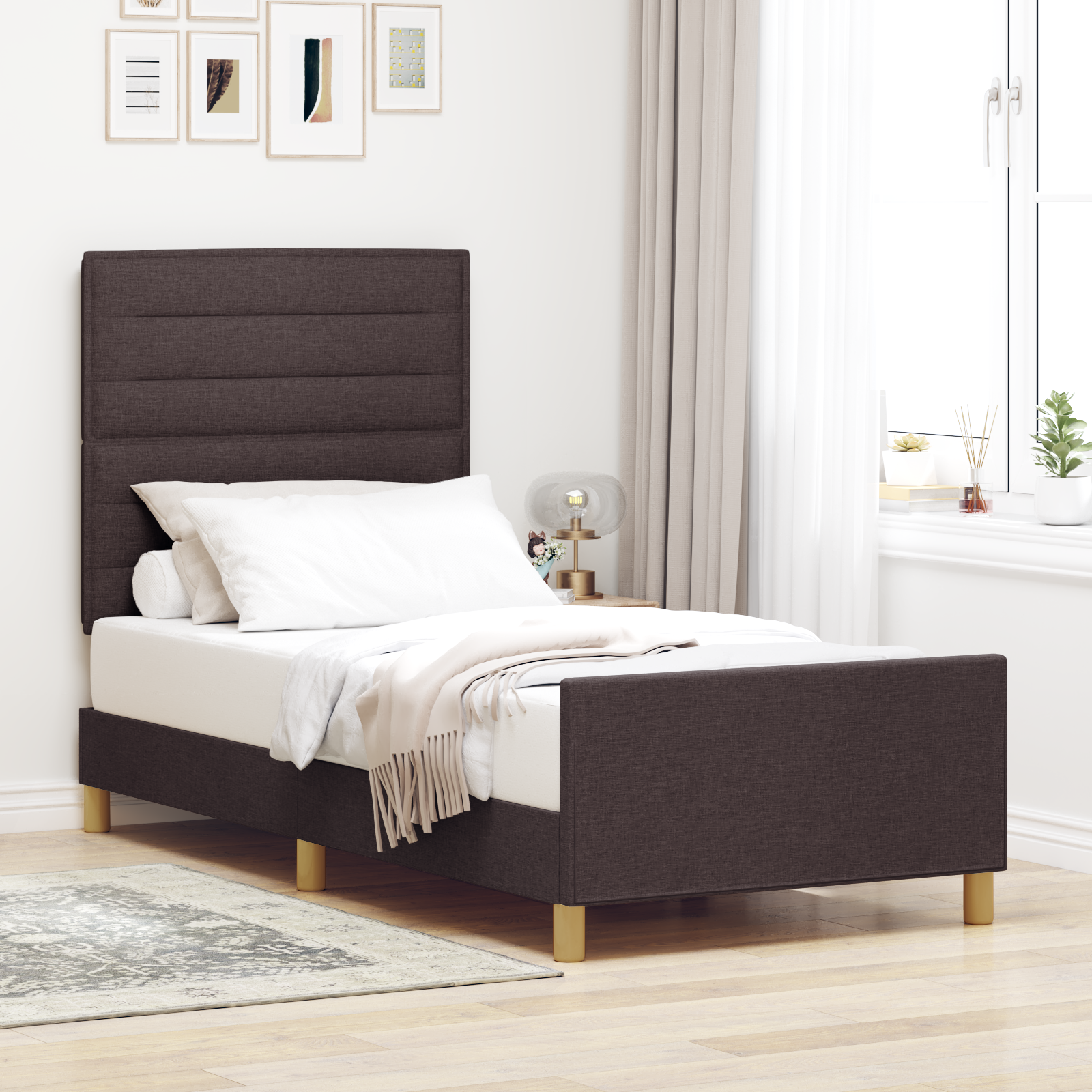Thumbnail - vidaXL Bettgestell Dunkelbraun 80x200 cm Stoff