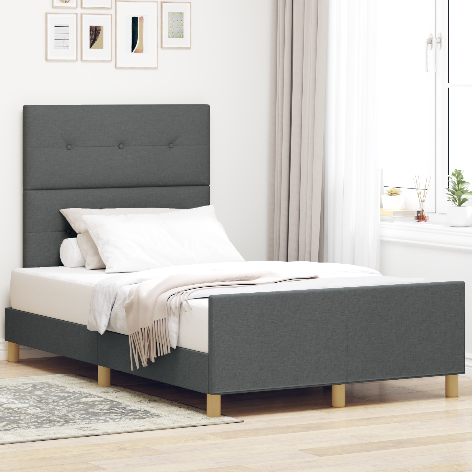 Bettgestell Dunkelgrau 120x190 cm Stoff